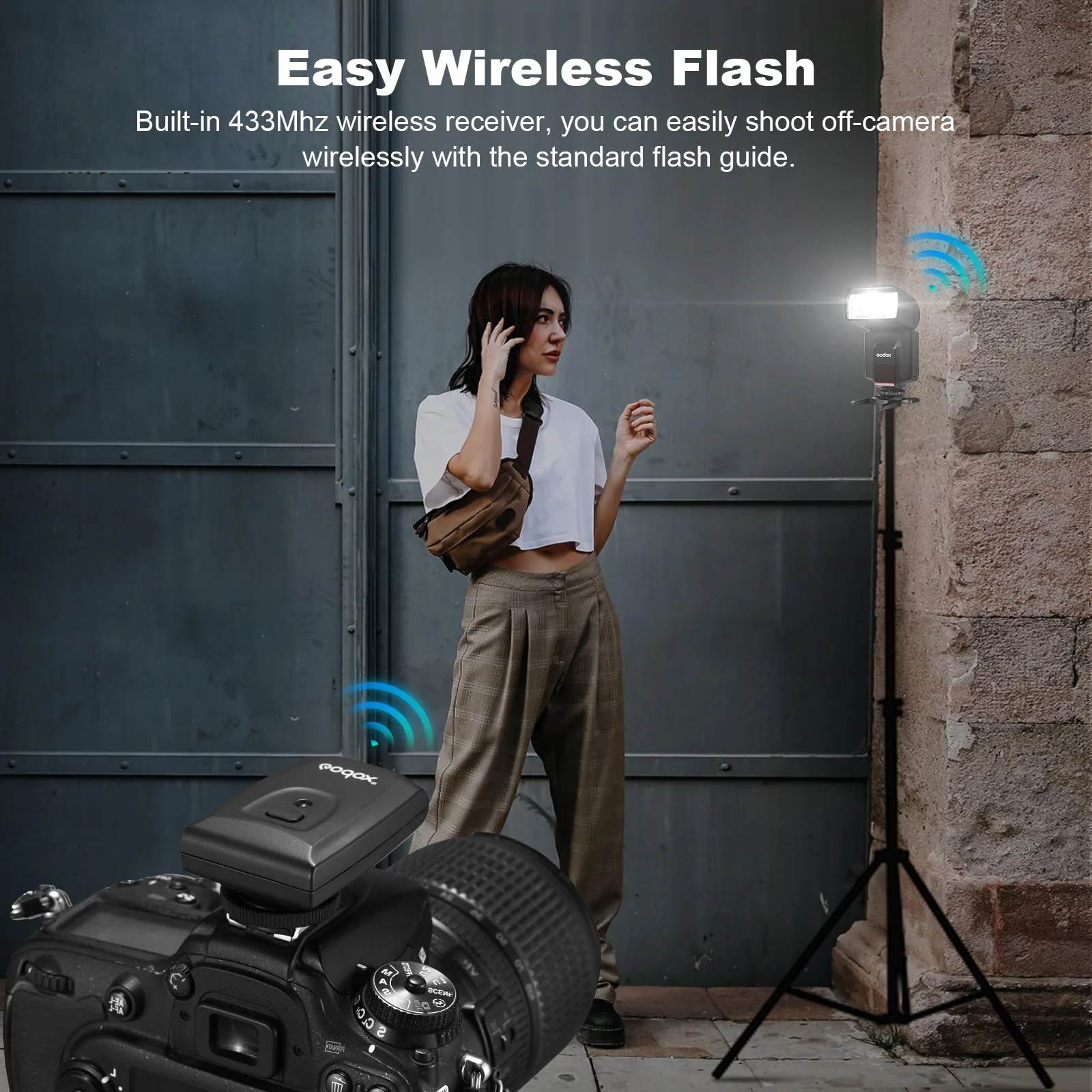 GODOX TT520 II Universal On-Camera Flash Speedlite with AT-16 Wireless Trigger Transmitter GN33 S1/S2 Modes Compatible for Canon Nikon Pentax Olympus Fujifilm Panasonic DSLR Cameras with Hot Shoe - Image 3
