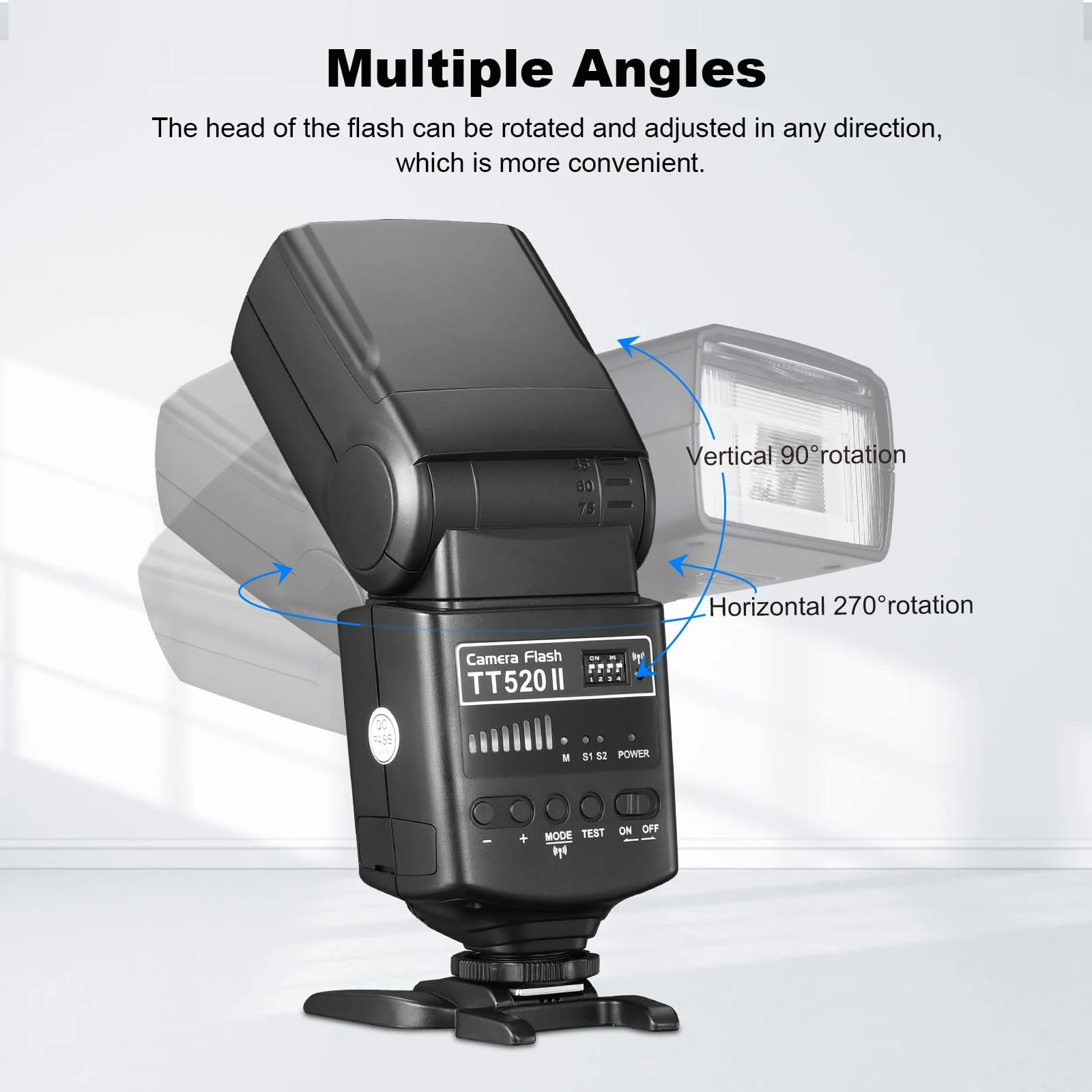 GODOX TT520 II Universal On-Camera Flash Speedlite with AT-16 Wireless Trigger Transmitter GN33 S1/S2 Modes Compatible for Canon Nikon Pentax Olympus Fujifilm Panasonic DSLR Cameras with Hot Shoe - Image 4