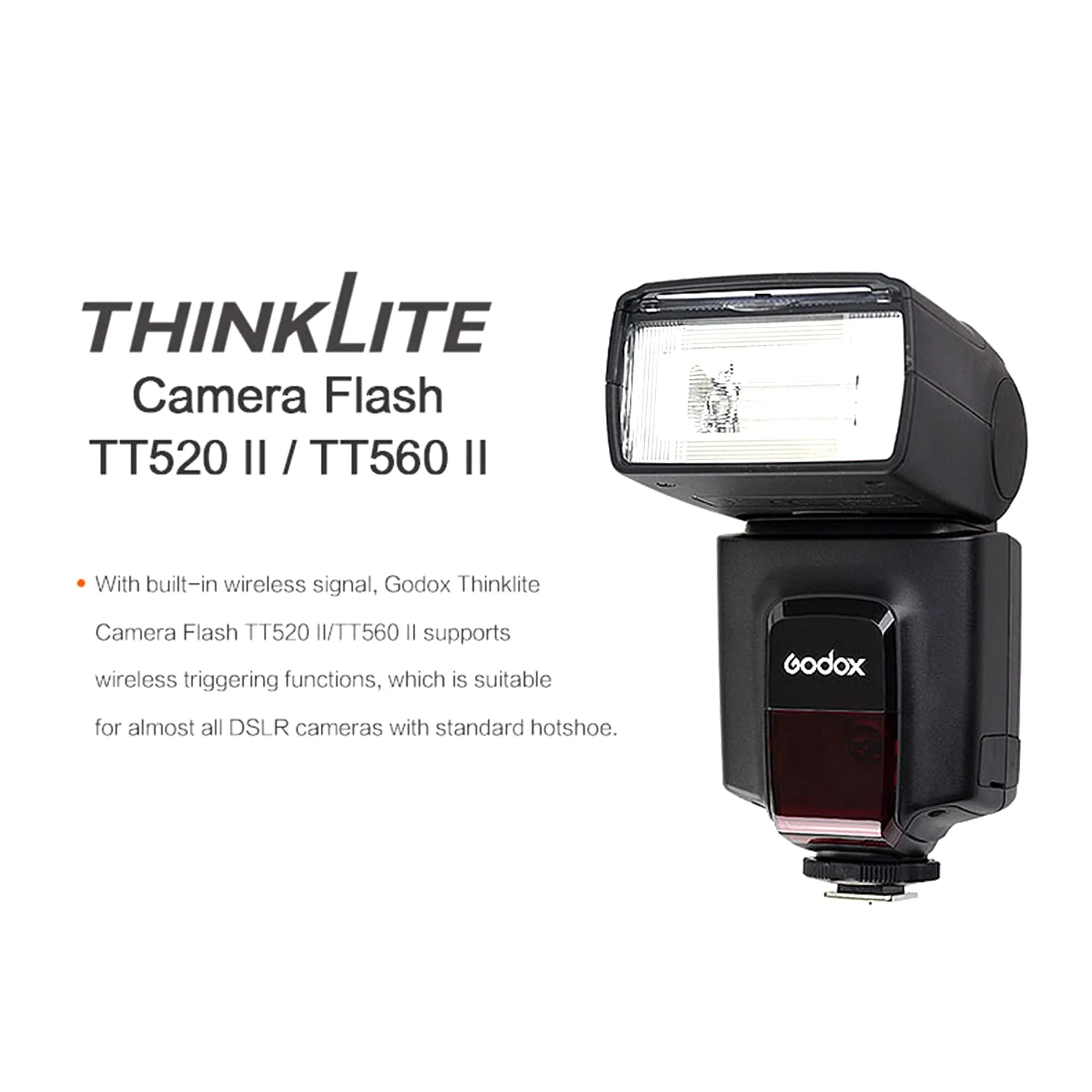 Godox TT520II Wireless Transmission Flash Speedlite - Built-in Receiver and RT Transmitter Compatible for Canon Nikon Panasonic Olympus Pentax and Other DSLR Cameras with Standard Hot Shoe - Image 6