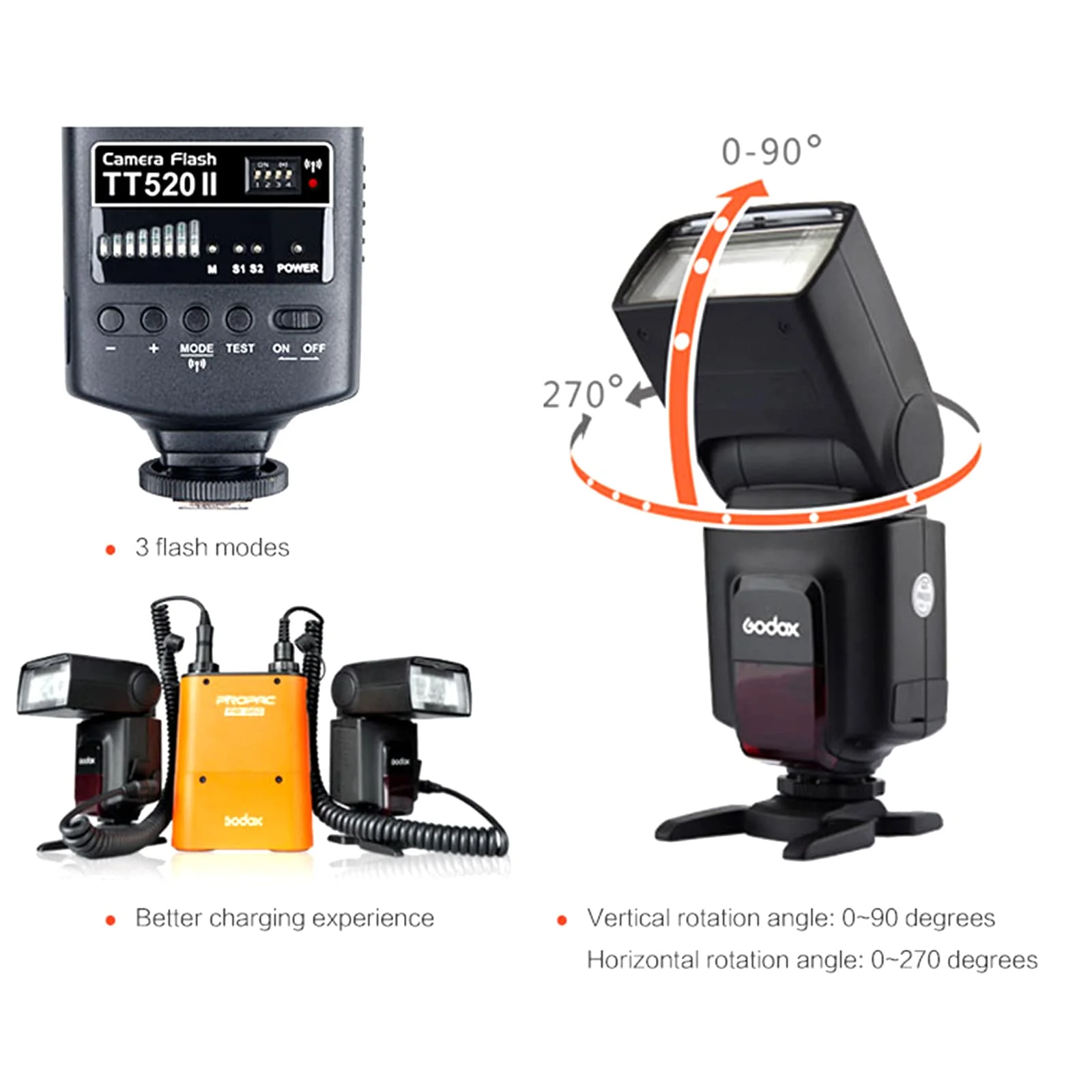 Godox TT520II Wireless Transmission Flash Speedlite - Built-in Receiver and RT Transmitter Compatible for Canon Nikon Panasonic Olympus Pentax and Other DSLR Cameras with Standard Hot Shoe - Image 9