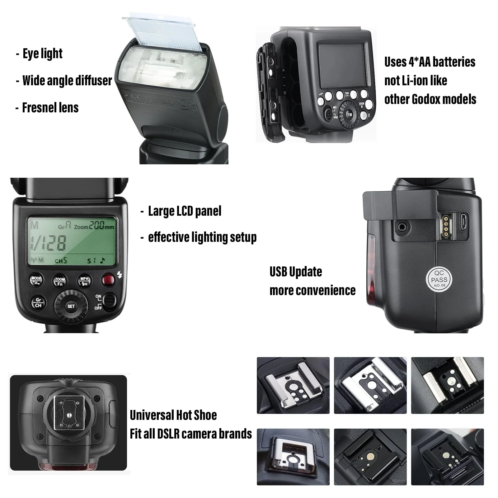 Godox TT600 2.4G Wireless Camera Flash Speedlite with Diffuser, Master/Slave GN60 Manual Flash, HSS when paired off camera with Godox X Trigger System for Canon Nikon Pentax Olympus Fujifilm Panasonic Standard Flash Shoe Black - Image 5