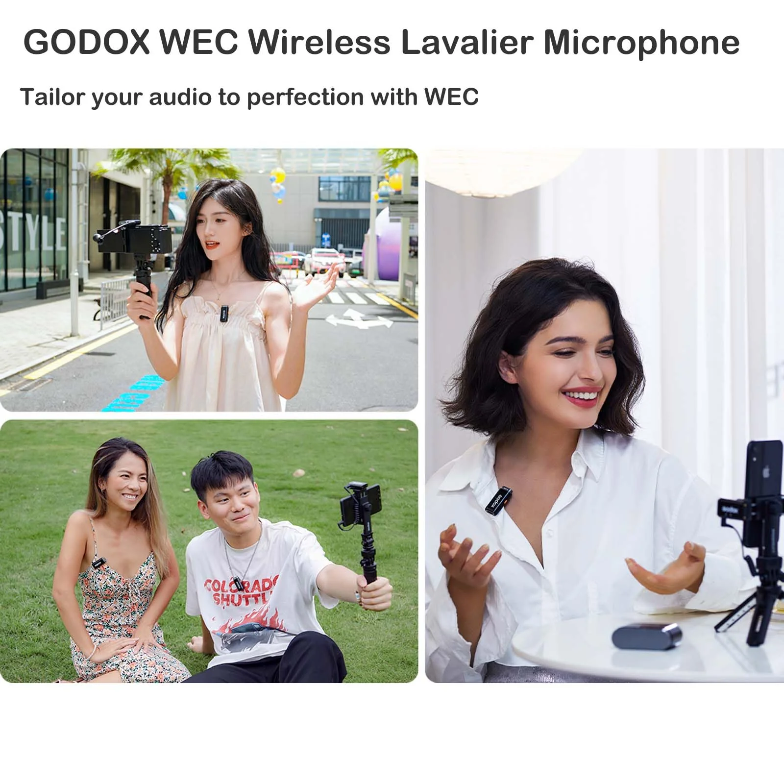 Godox WEC Wireless Lavalier Lapel Mic - 200m Range, 2.4GHz, Noise Cancellation, Compact, for Cameras, Live Streaming, Computer, TikTok Kit-1 - Image 2