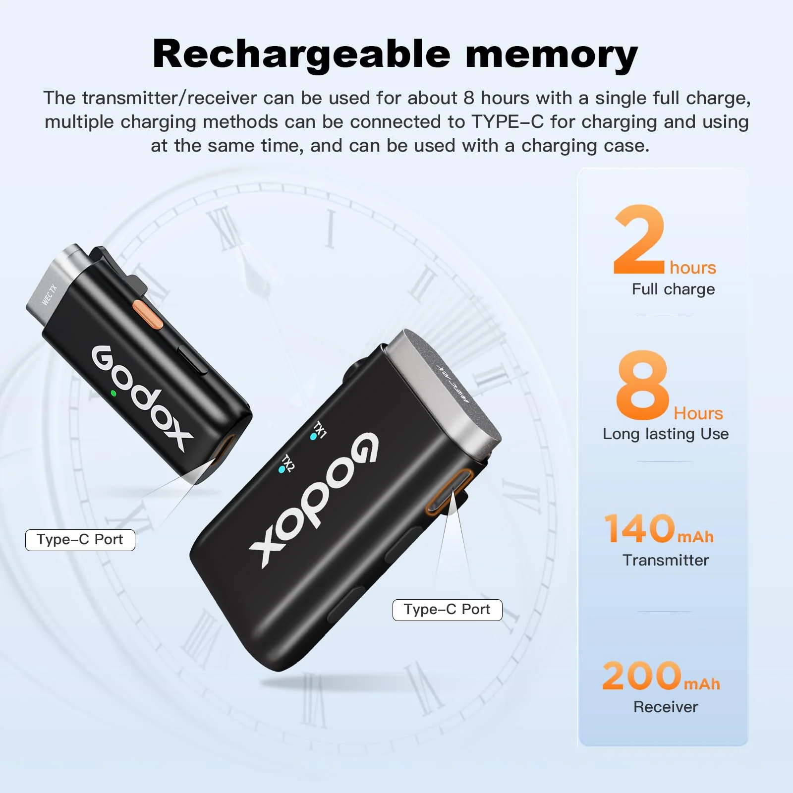 Godox WEC Wireless Lavalier Lapel Mic - 200m Range, 2.4GHz, Noise Cancellation, Compact, for Cameras, Live Streaming, Computer, TikTok Kit-1 - Image 4
