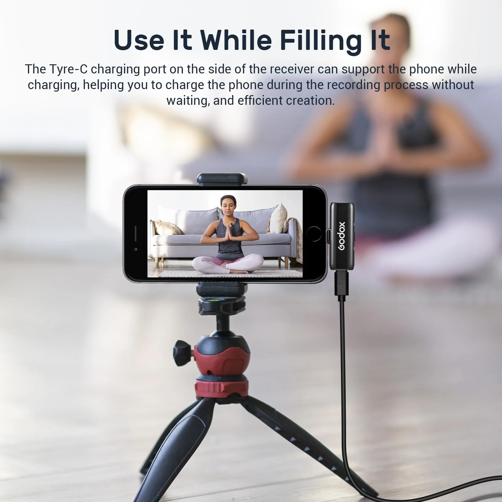 GODOX WES1 Kit1 Wireless Microphone for iPhone iPad, 2.4GHz Wireless MFi Certified Lavalier Mic, Plug and Play, Noise Cancelling,656ft, 7g Lightweight for Vlogs/Interviews/Live(1TX + 1RX(Lightning)) - Image 7