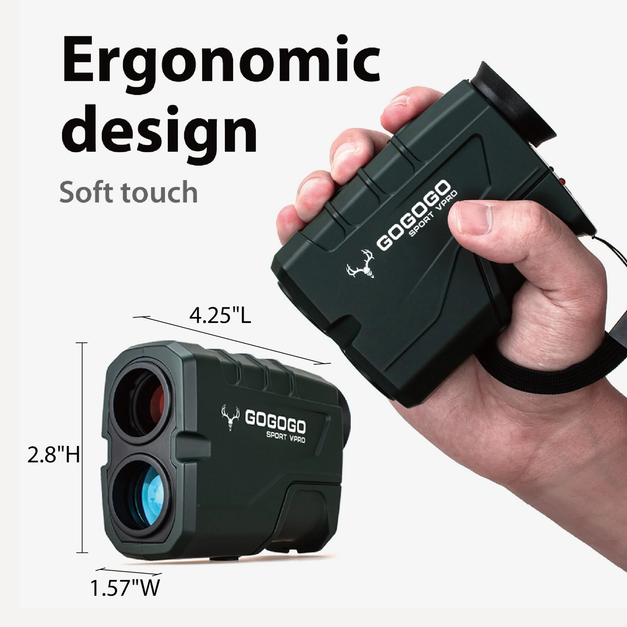 Gogogo Sport Vpro Green Hunting Rangefinder -1200 Yards Laser Range Finder for Hunting and Golf with Speed, Slope, Scan and Normal Measurements, Rechargeable 1200 Yard - Image 3