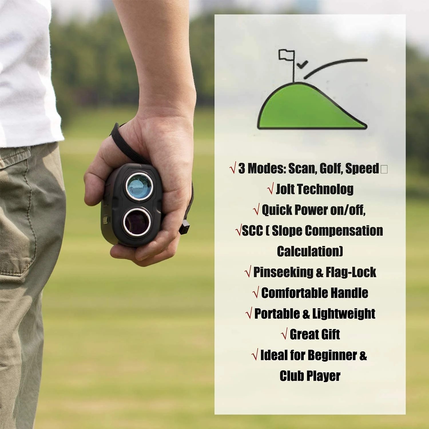Gogogo Sport Vpro GS03 Laser Golf/Hunting Rangefinder, 1000/1200 Yards Laser Range Finder with 6X Magnification Ultra-Clear View, Lightweight, Slope, Pin-Seeker & Flag-Lock & Vibration - Image 7