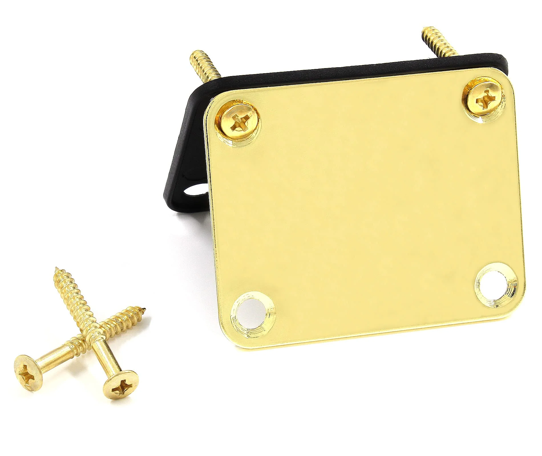 Gold Bass Guitar Neck Plate Replacement with Mounting Screws, Metal Neckplate Telecaster Neck Shim Electric Guitar Hardware Parts for Jazz Acoustic Stratocaster Gold - Image 2