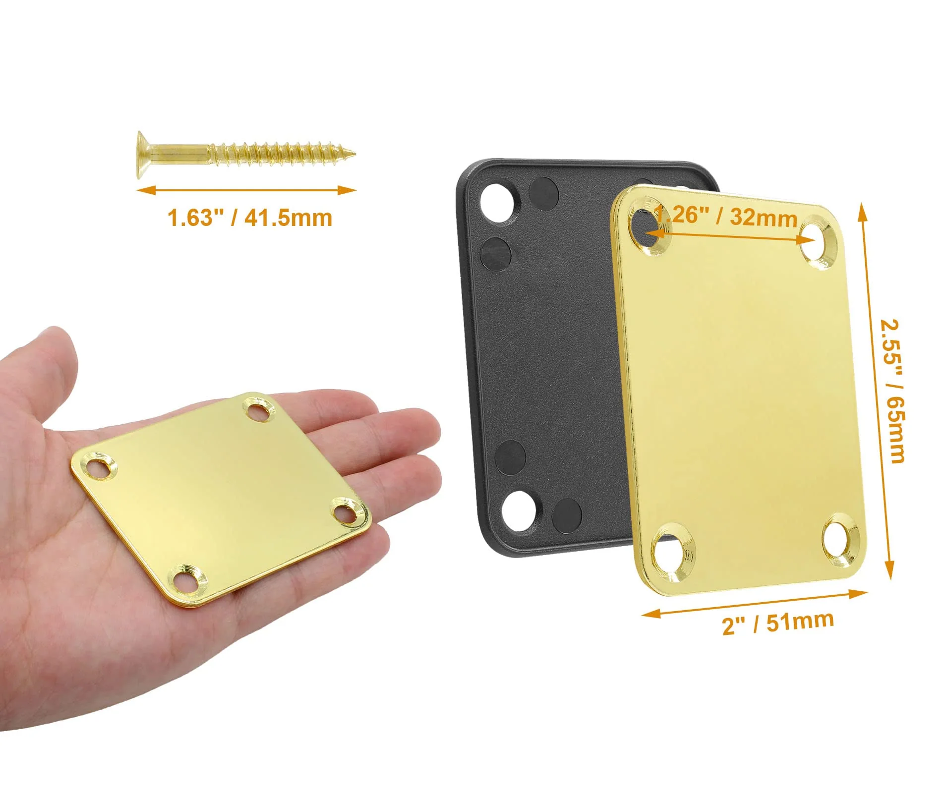 Gold Bass Guitar Neck Plate Replacement with Mounting Screws, Metal Neckplate Telecaster Neck Shim Electric Guitar Hardware Parts for Jazz Acoustic Stratocaster Gold - Image 4