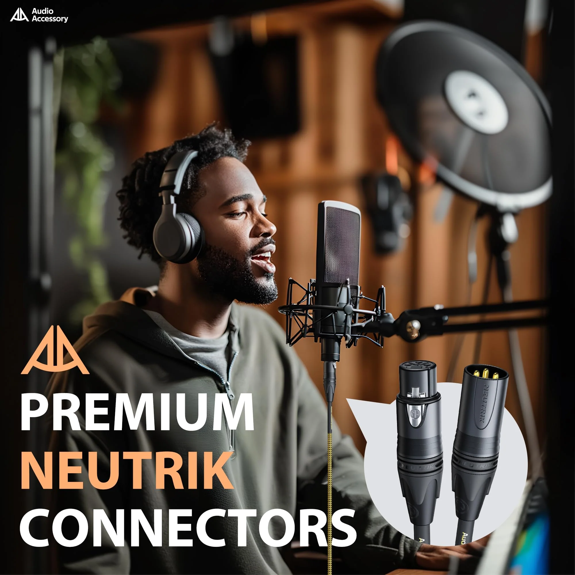Gold Series Star Quad XLR Cables 25ft, Neutrik Connectors, 19AWG Microphone Cable, Kevlar-Reinforced Nylon Braided Handmade Mic Cable, 100% Coverage OFC Braid and Al-Foil Shielding Gold Series, 1 Pack, Neutrik - Image 2