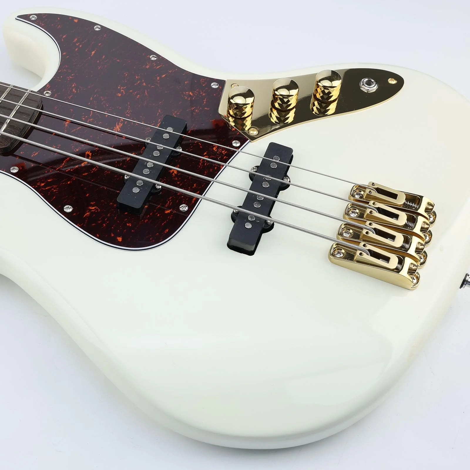 Gold Single String Bass Guitar Bridge with Brass Saddle Individual Fixed Bridge for 4 String Electric Bass Replacement Parts 4 piece Gold - Image 5
