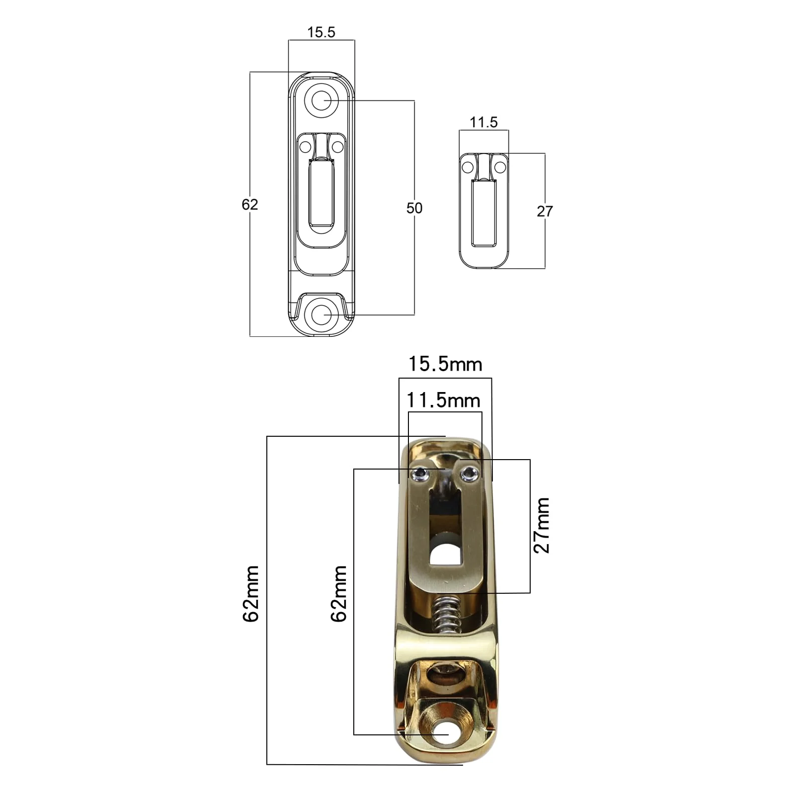 Gold Single String Bass Guitar Bridge with Brass Saddle Individual Fixed Bridge for 4 String Electric Bass Replacement Parts 4 piece Gold - Image 6