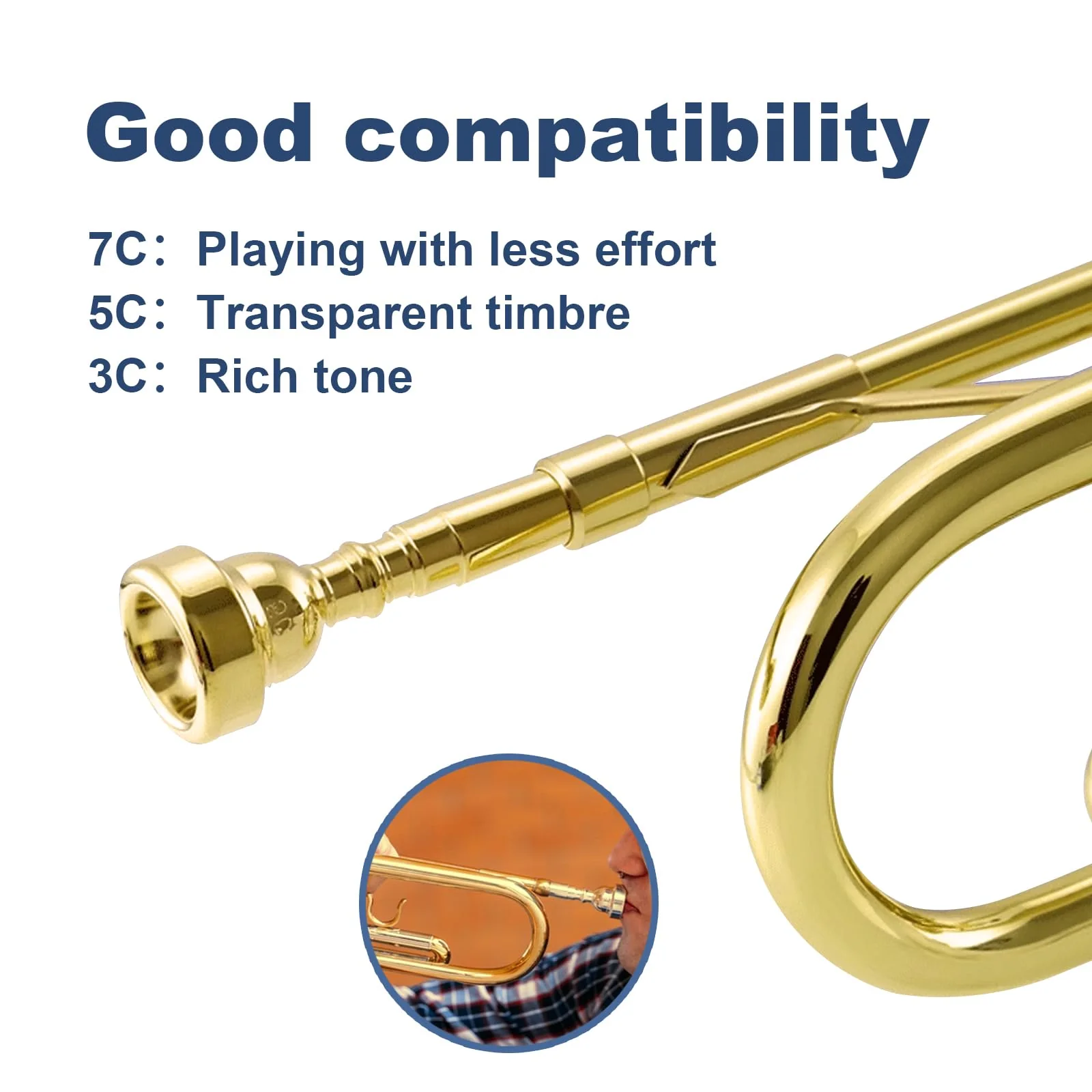 Gold Trumpet Mouthpiece 7C 5C 3C Trumpet Mouthpiece Set with Brass for Beginners and Professional Players 3Pack Trumpet Accessories - Image 5