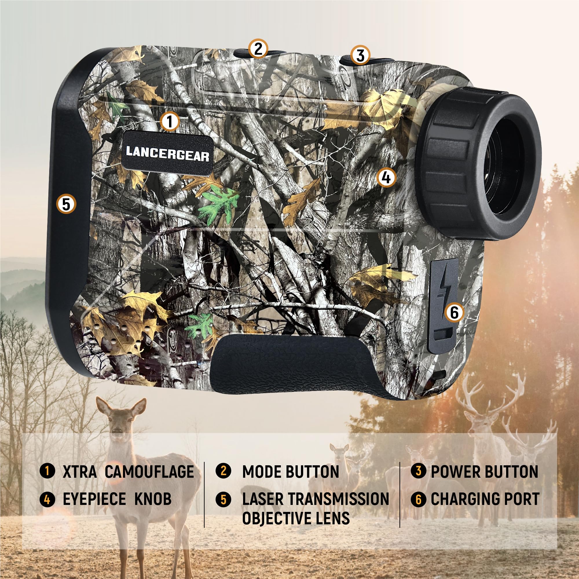 Golf/Hunting Rangefinder 6.5X Magnification Waterproof Range Finder, Distance Measurement, Slope Compensation,Speed Modes, Lightweight, for Hunting, Golfing and Shooting Next Camo 1200Y - Image 3