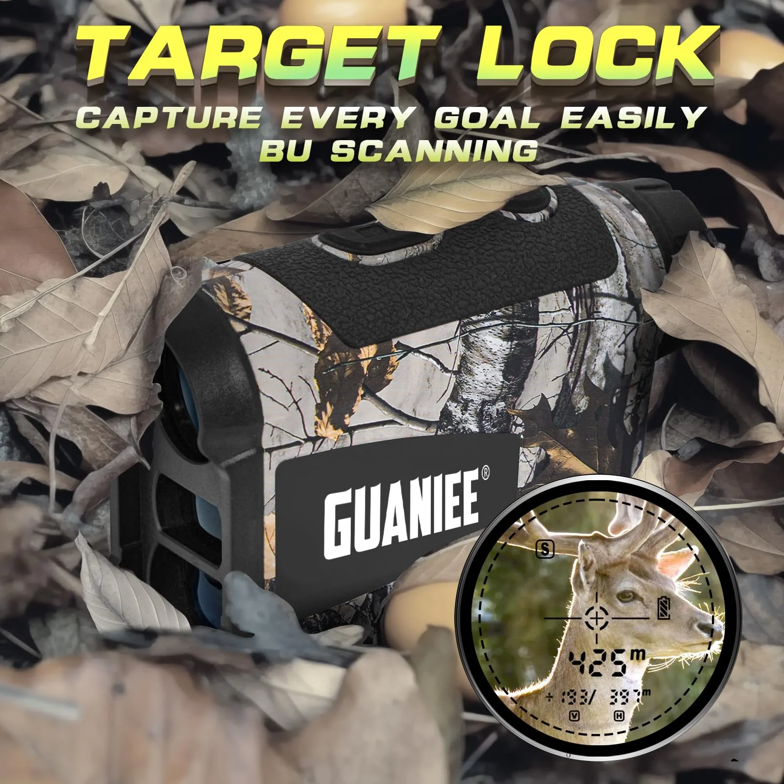 Golf Range Finder Laser Range Finder with Rechargeable Battery, 600/1000YDS, 6X Magnification, Flag-Lock, Slope, Lightweight, for Hunting 1000Y Camo - Image 3