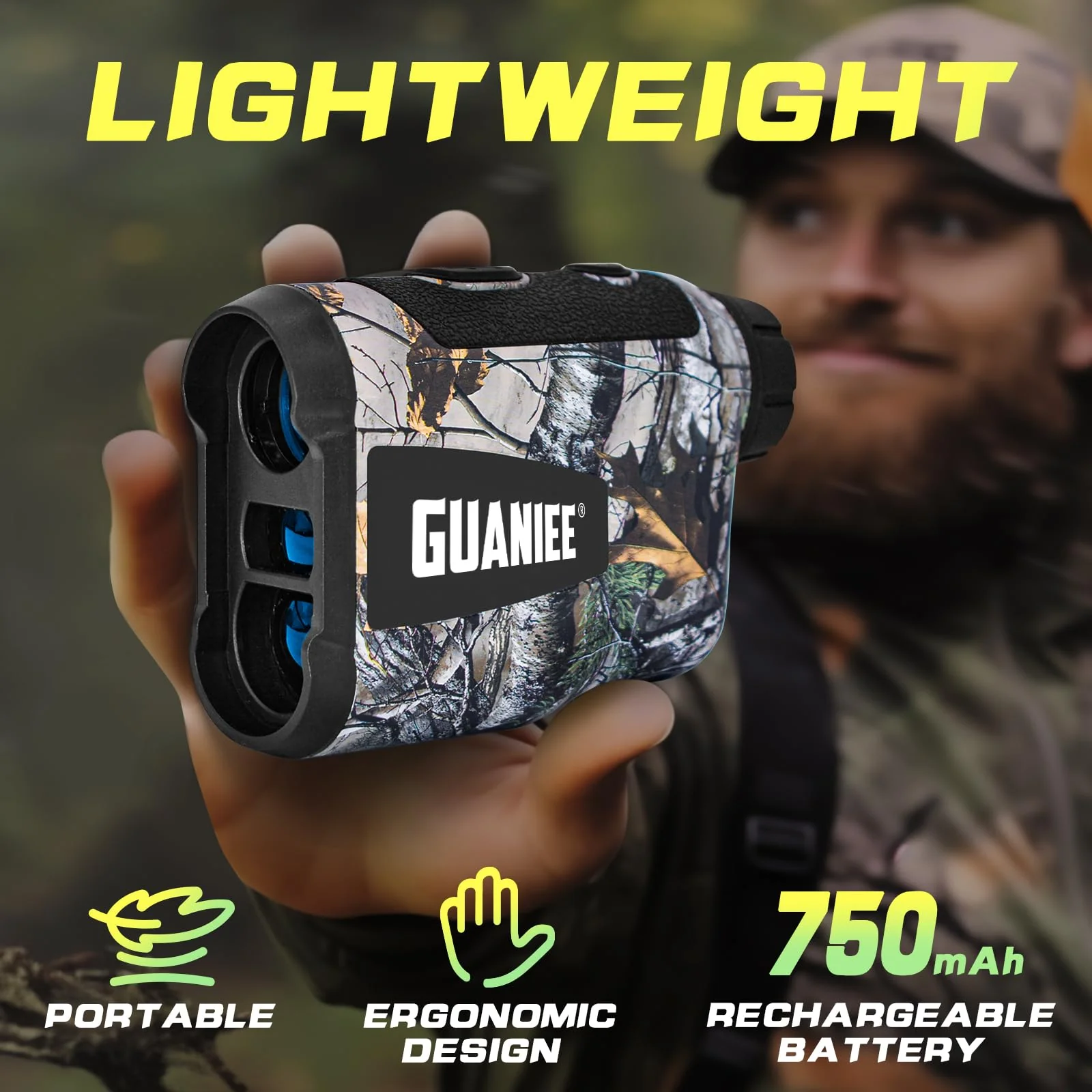 Golf Range Finder Laser Range Finder with Rechargeable Battery, 600/1000YDS, 6X Magnification, Flag-Lock, Slope, Lightweight, for Hunting 1000Y Camo - Image 6