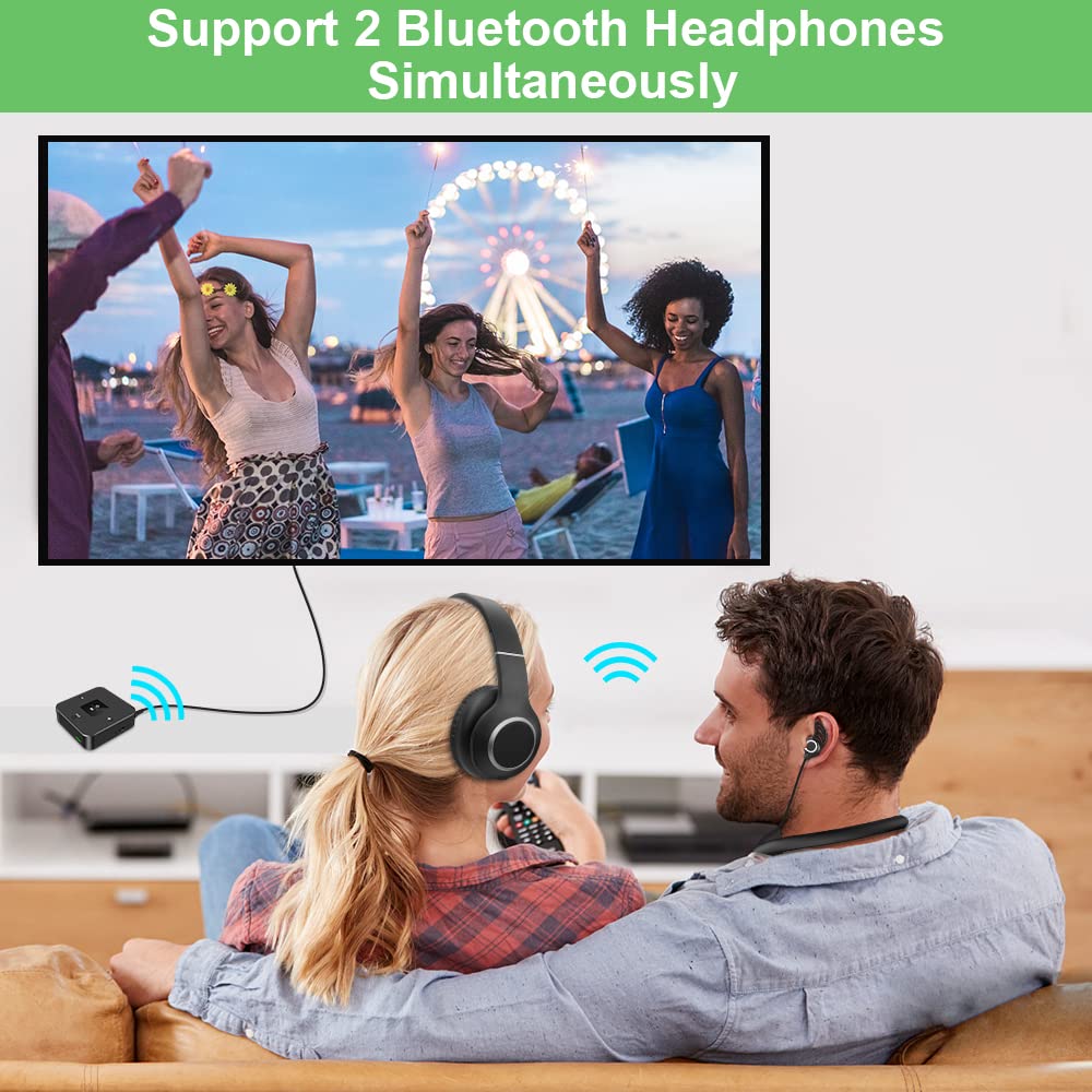 Golvery Bluetooth 5.0 Transmitter Receiver for TV Airplane, 2 in 1 Bluetooth Adapter for PC/DVD/MP3/Home Stereo/Speaker/Gym, Optical/RCA/AUX Connection, 25 Hours Playtime, Dual Link, Volume Control Brown - Image 4
