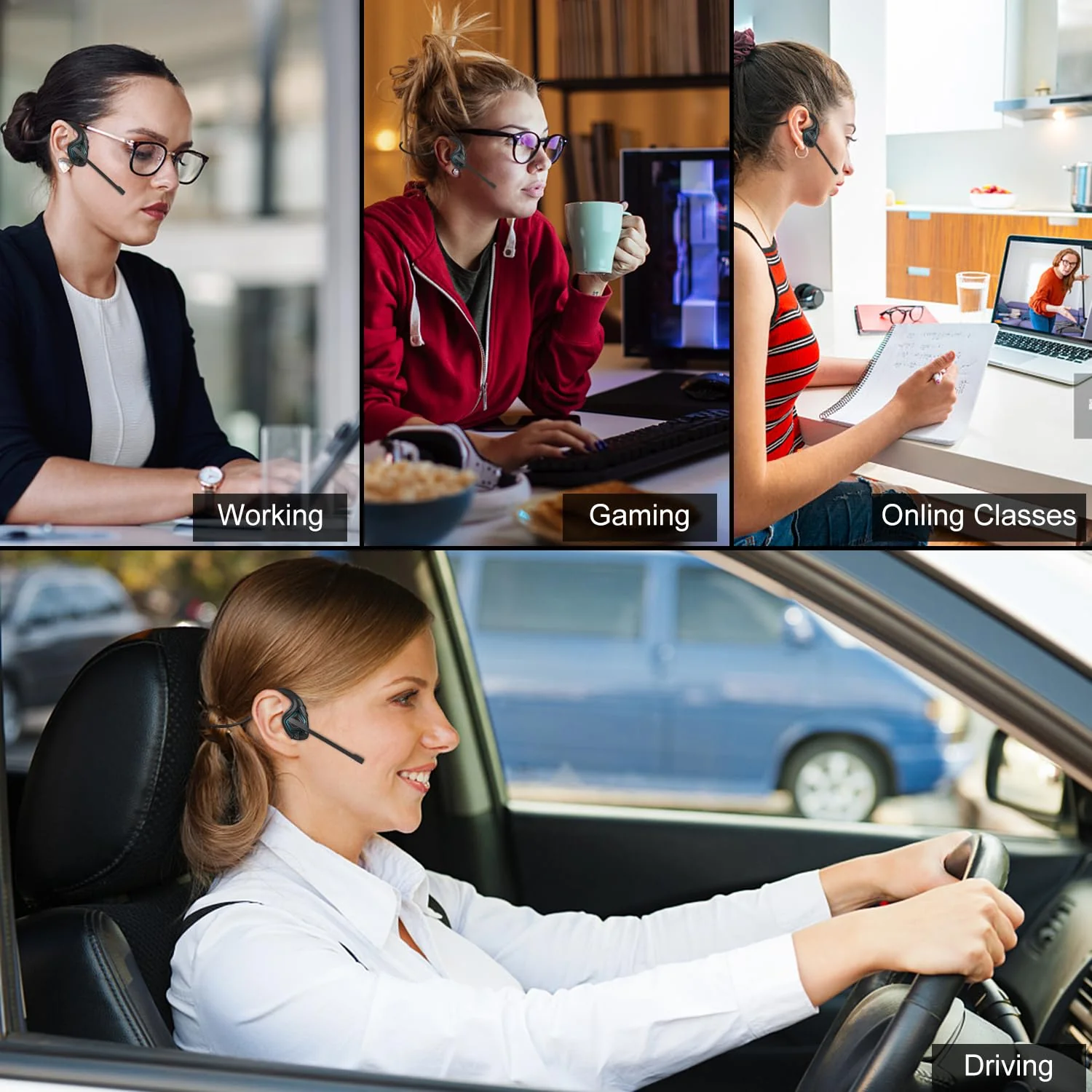 Golvery Latest Bluetooth 5.3 Headset w/DSP Noise Canceling Boom Microphone & Mute for Cellphone, Lightweight Comfort Open Ear Wireless Headphones for PC Laptop Office Meeting Home Working, 10H Cyan - Image 6