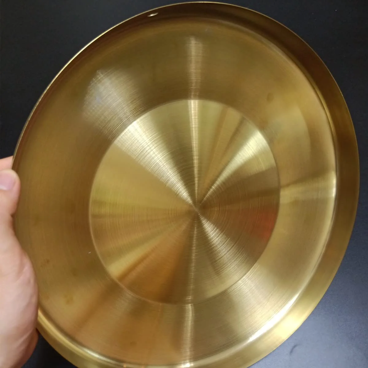 Gong Instrument with 12.6inch(32cm),Chinese Traditional Percussion Instrument Brass Gong with Wooden Mallet and Red Ribbon for Home Office Celebration Gold-12.6inch - Image 3