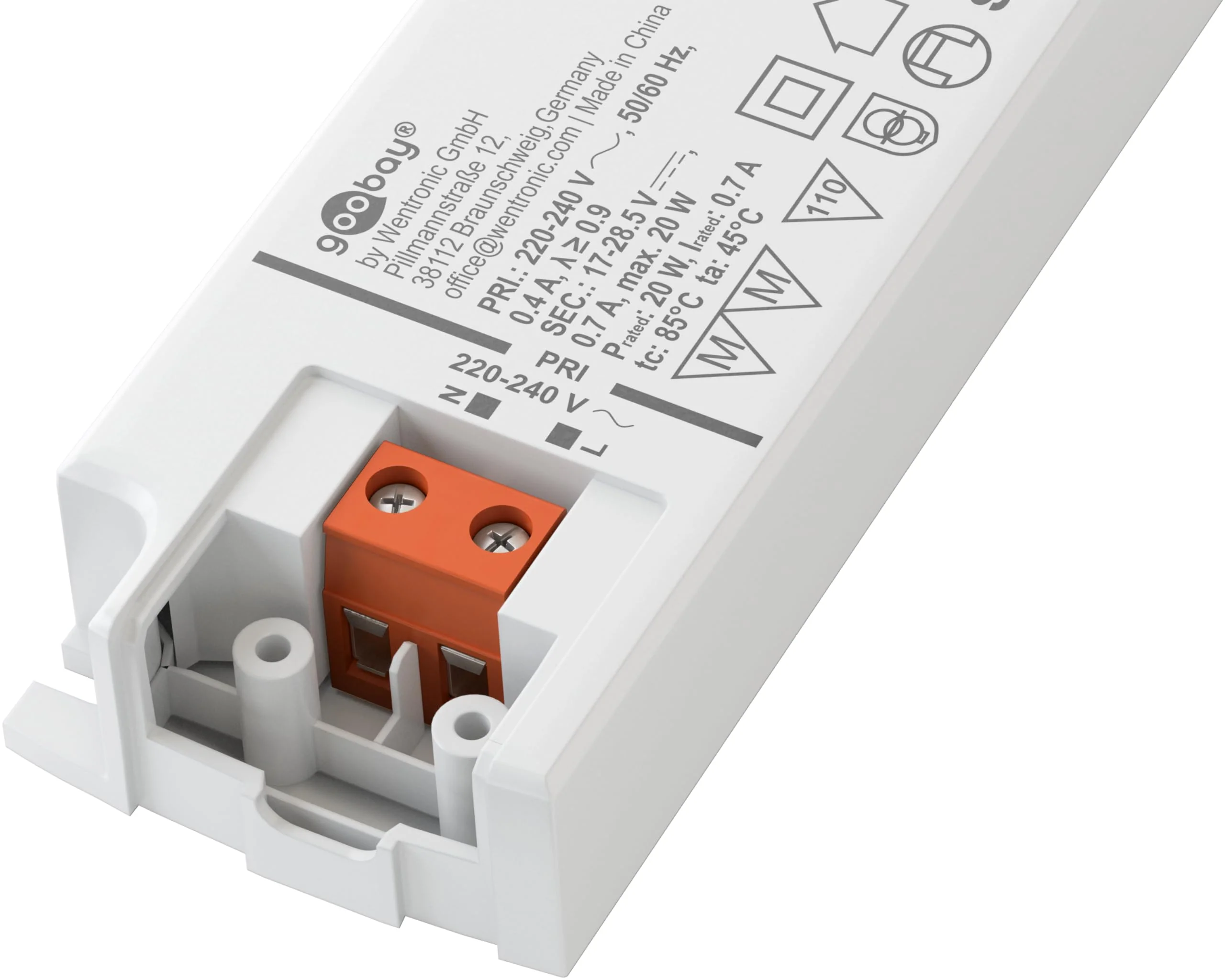 Goobay 65584 LED Transformer 350 mA/20 W/LED Transformer for Constant Current/LED Driver Constant Current Source/Transformer Interior Lighting/Power Supply Light - Image 4