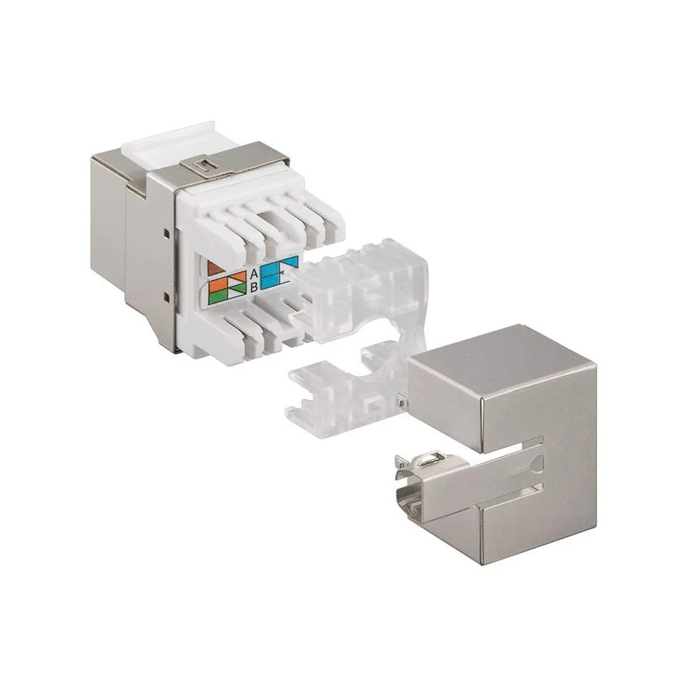 Goobay 95901 Keystone Module RJ45 Socket 90 Degree / CAT 6 Network Plug 250 MHz / STP / Ethernet Socket 8P8C / LSA Mounting / Metal Housing - Image 2