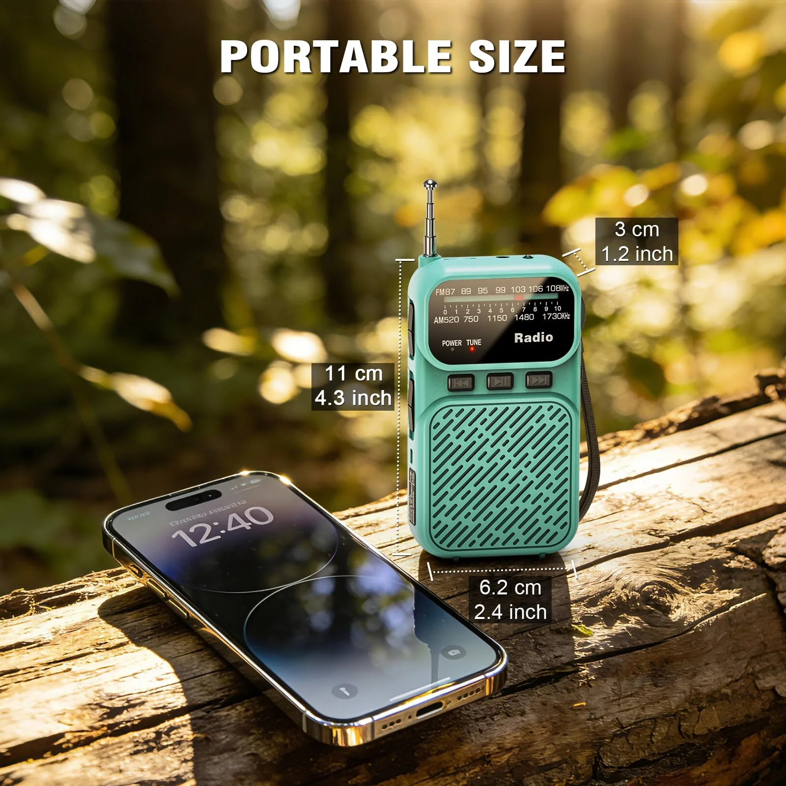 Goodes Portable Radio AM FM, Pocket Radio with Flashlight, Tuning Knob, TF Card Slot and Headphone Jack, 3AA Battery Operated or Plug in Wall, Transistor Radios for Gift, Family, Elder (Blue) - Image 4