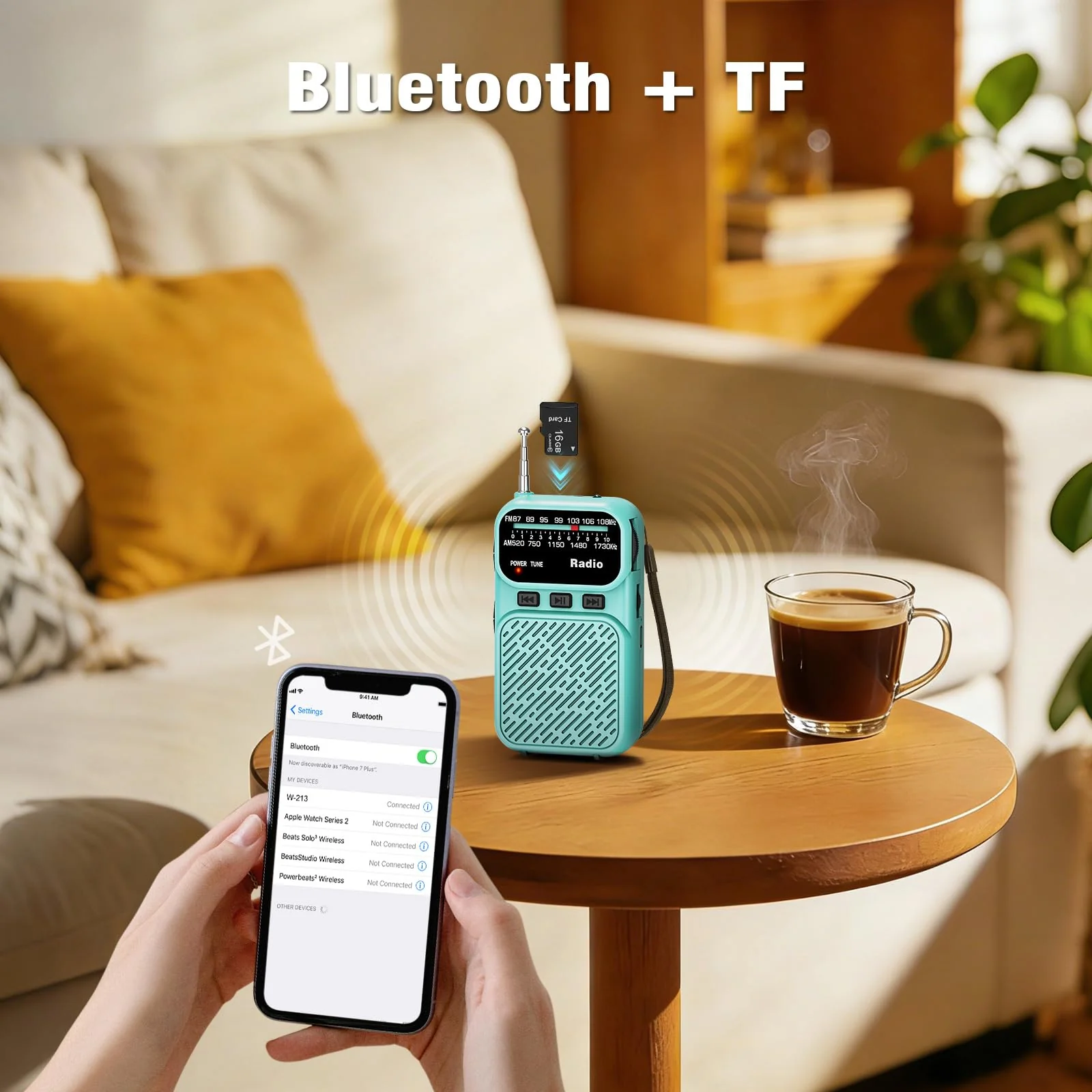 Goodes Portable Radio AM FM, Pocket Radio with Flashlight, Tuning Knob, TF Card Slot and Headphone Jack, 3AA Battery Operated or Plug in Wall, Transistor Radios for Gift, Family, Elder (Blue) - Image 6