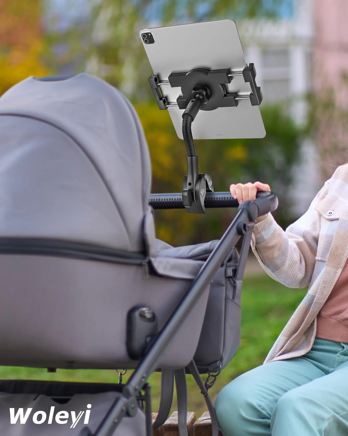 Gooseneck Bike Tablet Mount, Bike Holder - Adjustable Arm Tablet Holder for Motorcycle, Bicycle Scooter Handlebar Clamp, Compatible with iPad Pro Air Mini, Galaxy Tabs, Z Fold, iPhone, 4.7-13" Devices - Image 7