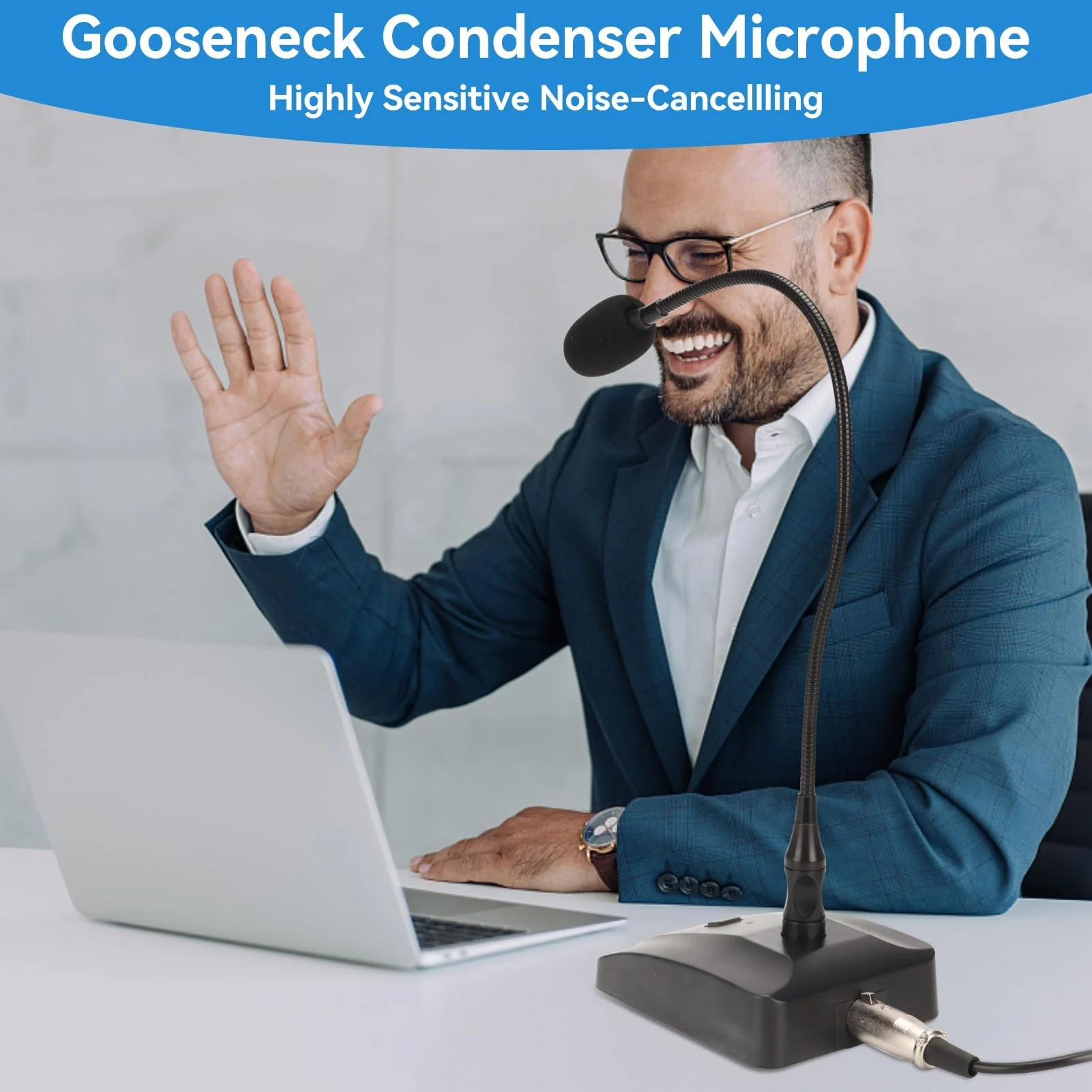 Gooseneck Condenser Microphone, 6.35mm Wired Microphone with Mute Button Desktop Microphone Computer Mic Podium Microphones Desktop Paging Mic Corded Voice Mic for Meetings Lectures Recording - Image 4