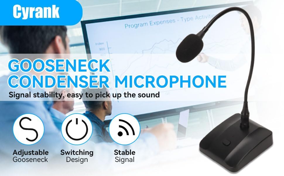 Gooseneck Condenser Microphone, 6.35mm Wired Microphone with Mute Button Desktop Microphone Computer Mic Podium Microphones Desktop Paging Mic Corded Voice Mic for Meetings Lectures Recording - Image 8