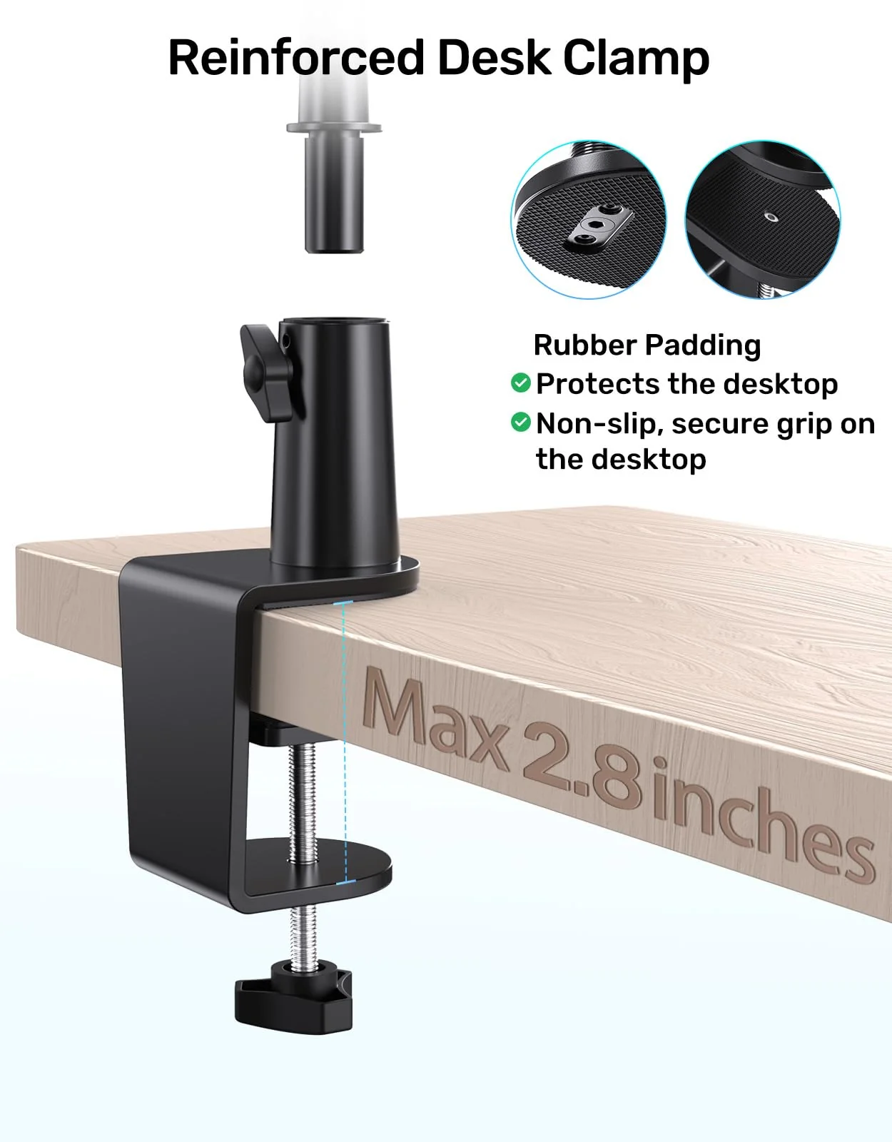 Gooseneck Mic Stand with Clamp, 19-Inch Flexible Desktop Microphone Arm Holder with 3/8" & 1/4" Screw Adapters, 360° Adjustable, Ideal for Podium, Pulpit, Lecture, Conference and Live Streaming - Image 4