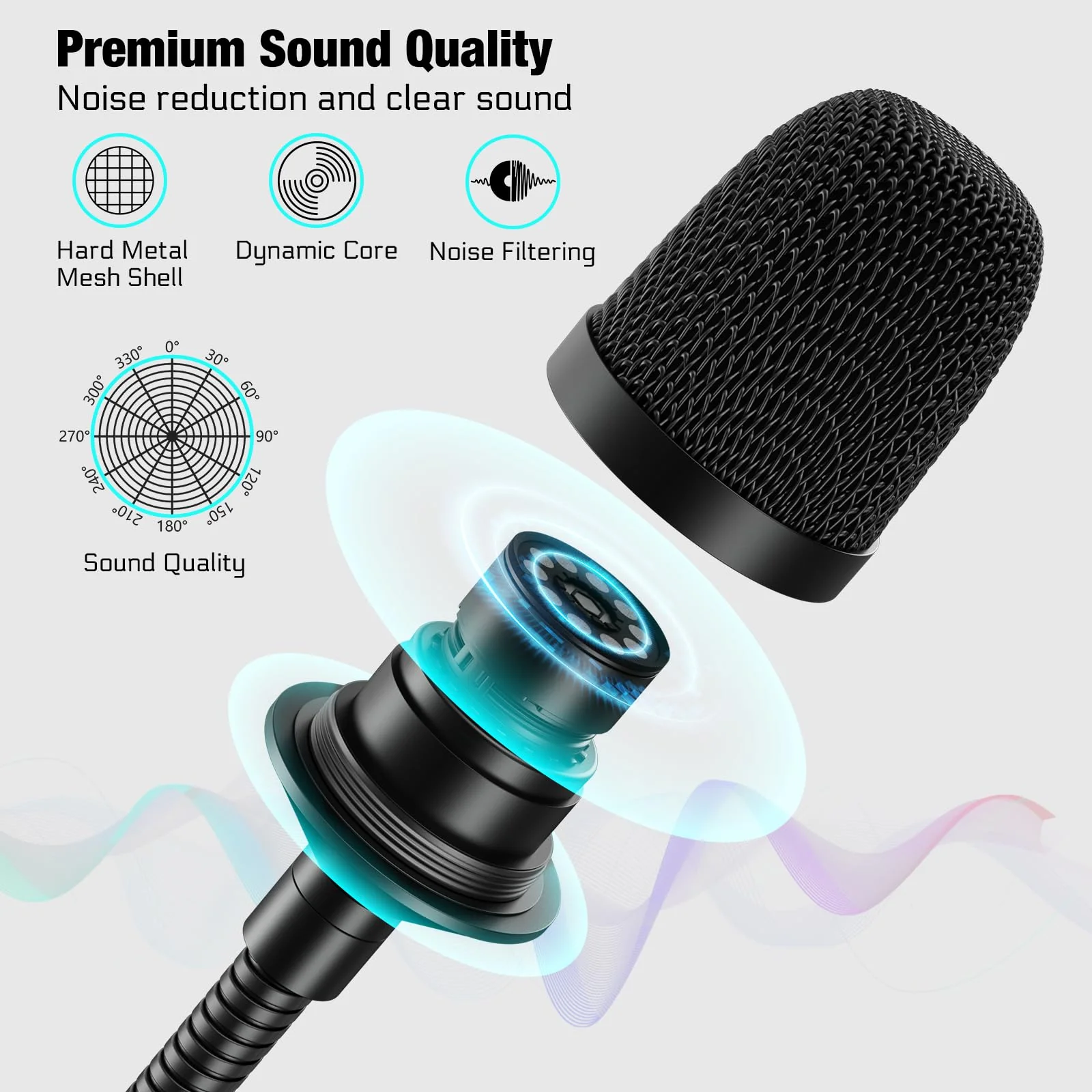 Gooseneck Microphone 23 Inch DJ Mic Professional Dynamic Bob Barker Microphone for Audio Mixer,Dedicated Disc,Shouting,KTV Bar,Podium,Conference,Metal Supports 360°Rotation,Bending,3-pin XLR - Image 5