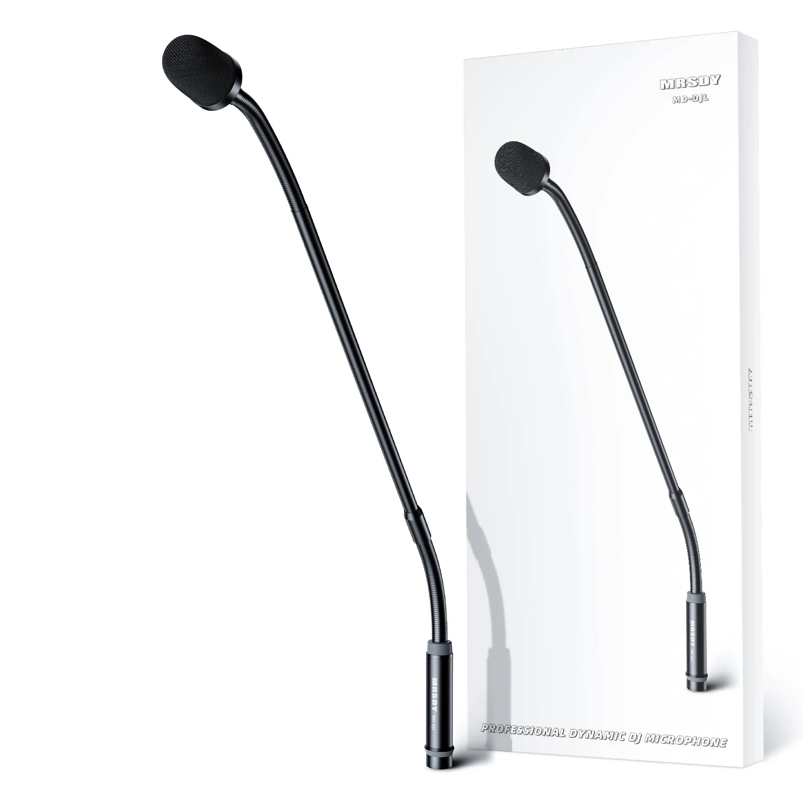 Gooseneck Microphone, 23 Inch DJ Microphone for Audio Mixer, Professional XLR Wired Dynamic Mic, Extended Black Metal Noise Reduction Mic, Supports 360° Rotation and Bending