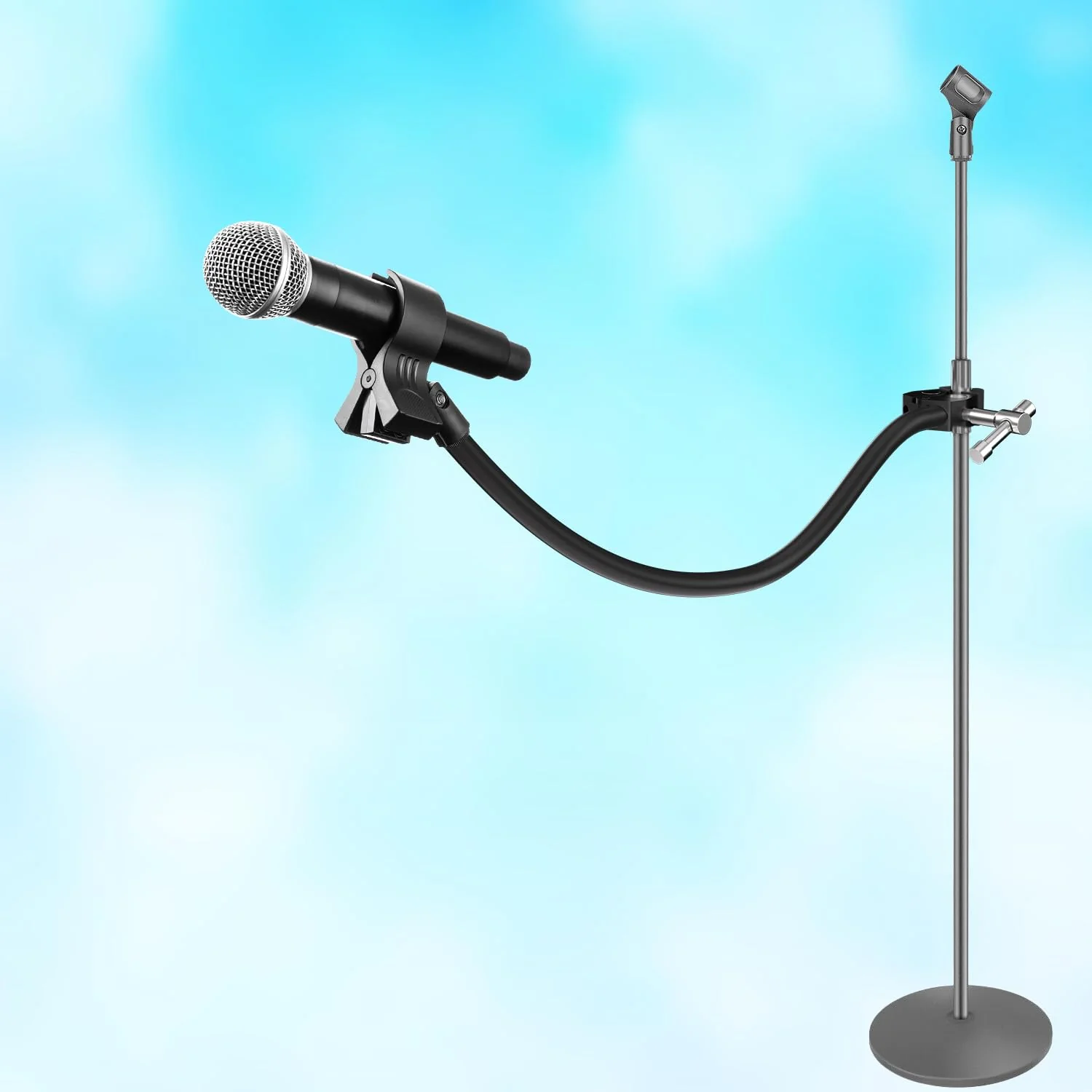 Gooseneck Microphone Stand,19.69" Flexible Adjustable Arm Super Crab Clamp Mic Clip 3/8"-16 to 5/8"-27 Adapter Mount,Compatible with Shure/Fifine / AT2020 / Pyle/Blue Snowball/Razer Gooseneck Microphone Stand - Image 5