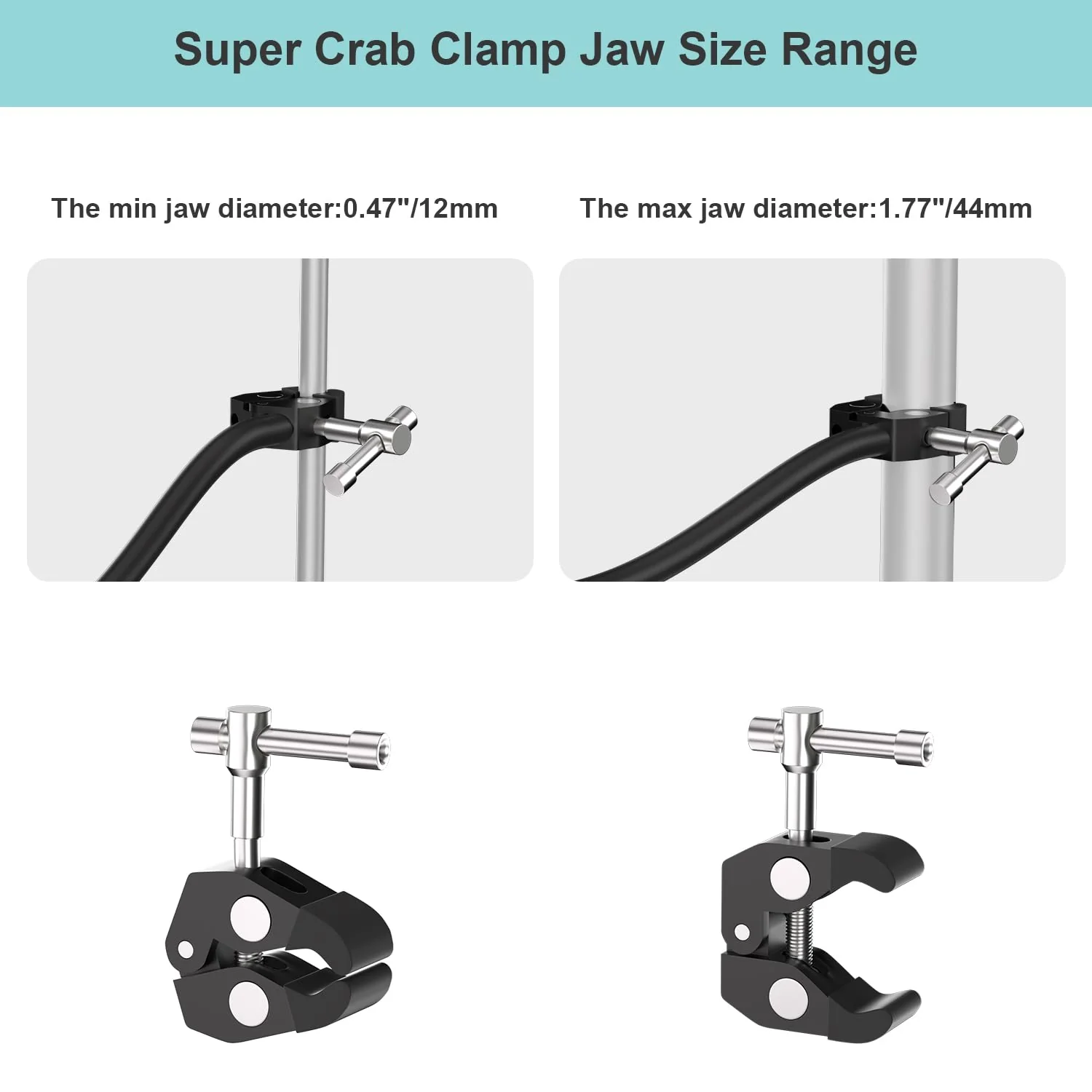 Gooseneck Microphone Stand,19.69" Flexible Adjustable Arm Super Crab Clamp Mic Clip 3/8"-16 to 5/8"-27 Adapter Mount,Compatible with Shure/Fifine / AT2020 / Pyle/Blue Snowball/Razer Gooseneck Microphone Stand - Image 6