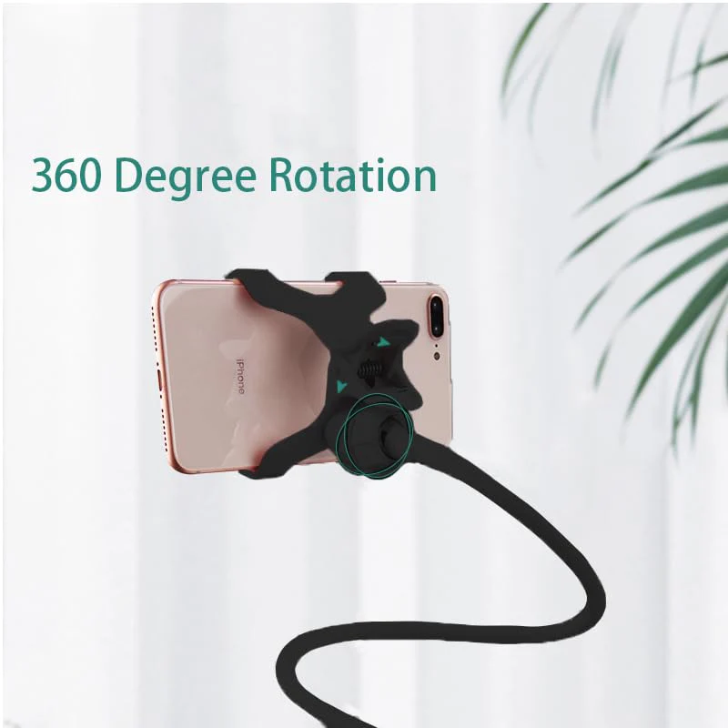 Gooseneck Phone Holder for Bed or Desk: Gooseneck Cell Phone Stand with 43.3 Inches Flexible Long Arm & Clamp | Headboard Phone Mount with Clip Fit for iPhone or Mobile Phone (Black) Black - Image 3