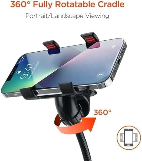 Gooseneck Universal Phone Holder for Bed, Desk, Headboard, Bed, Bedside, Table, Lazy Bracket Flexible Gooseneck Long Arm Stand 360 Adjustable , Overhead Cell Phone Clamp Mount, for All 3.5-7” Devices - Image 3