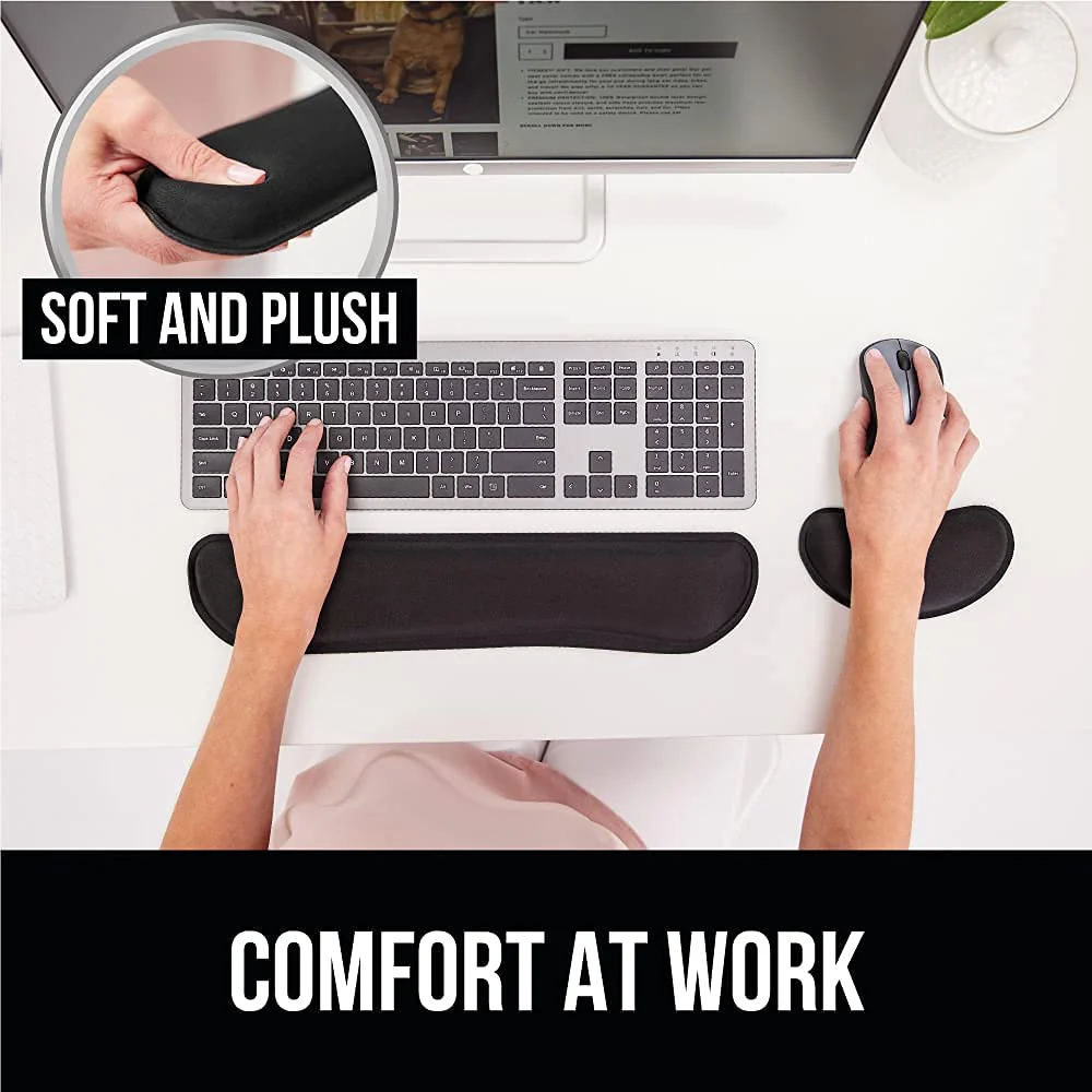 Gorilla Grip Soft Gel Memory Foam Ergonomic Wrist Rest, Slip Resistant, Comfortable Keyboard and Mouse Pad Cushion Set, Typing Pain Relief, Support for Office Computer Desks, Laptops, Gaming, Black - Image 8
