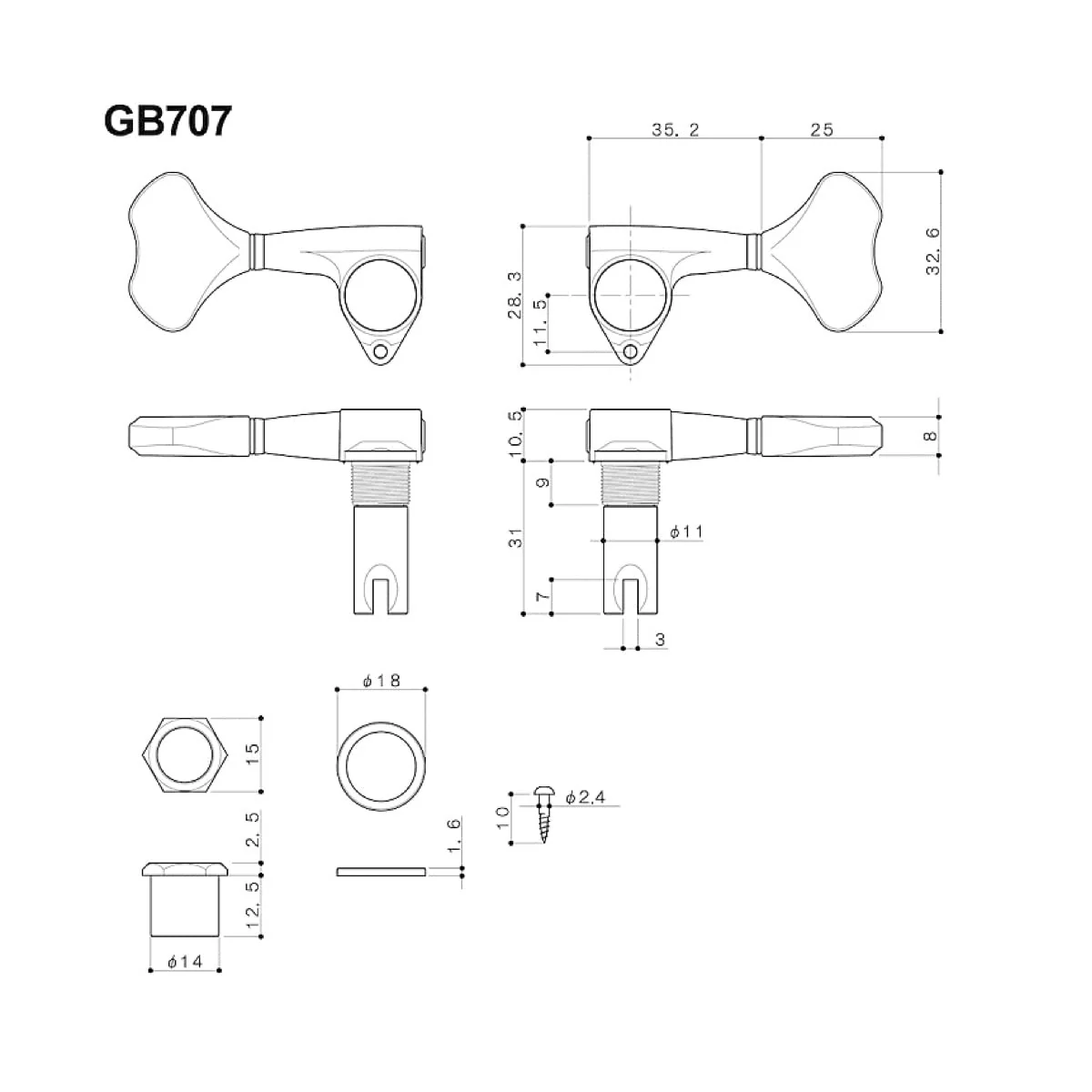 Gotoh Compact Bass Tuner Chrome (2 per side) - Image 5