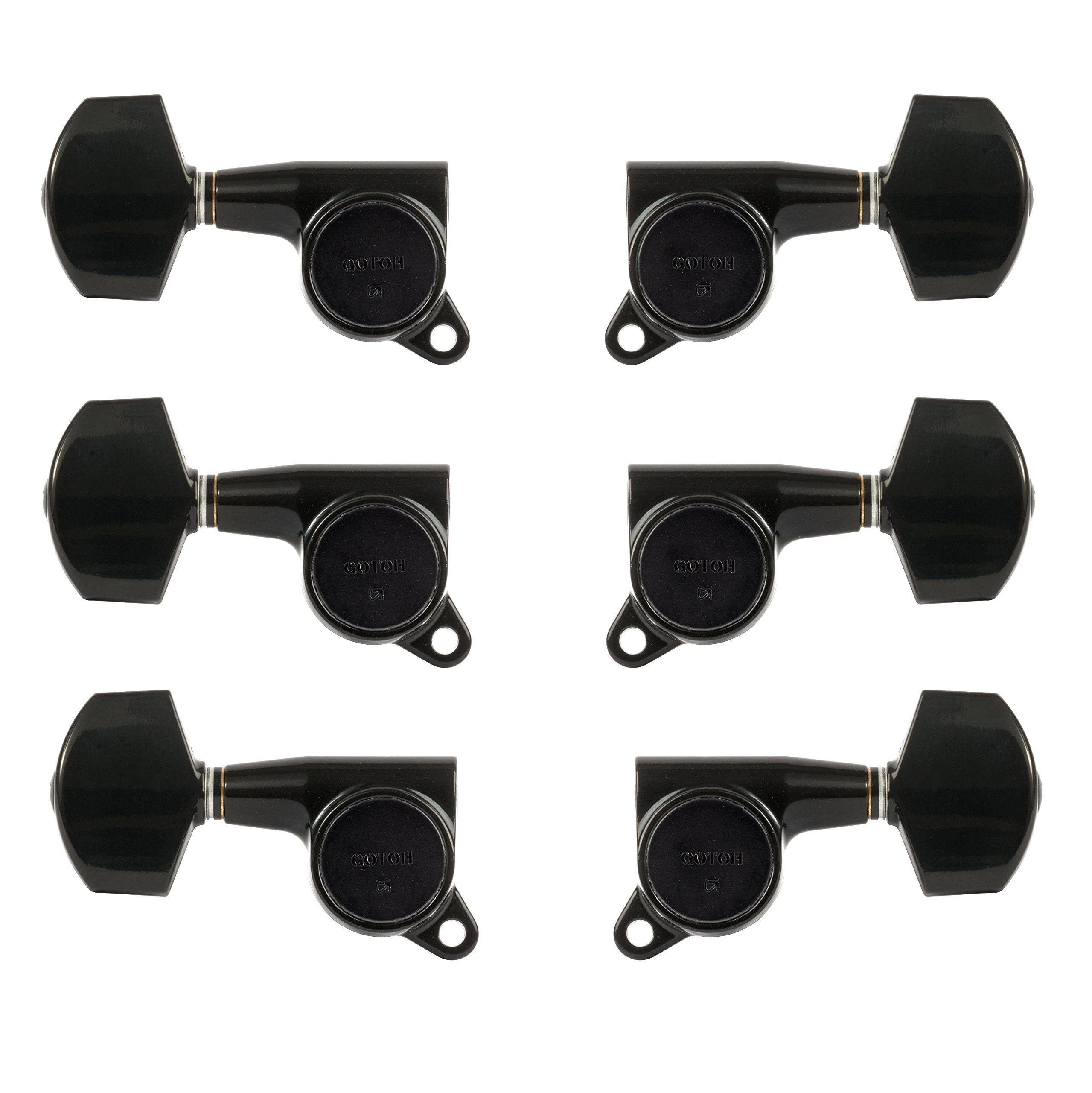 Gotoh Large Schaller-Style Knob Tuning Machines, 3 Left & 3 Right, Black - Image 2