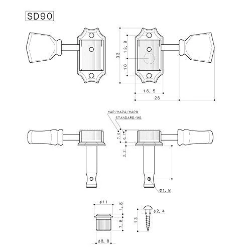 Gotoh Vintage Oval Knob Tuners Nickel (3 per side) - Image 3