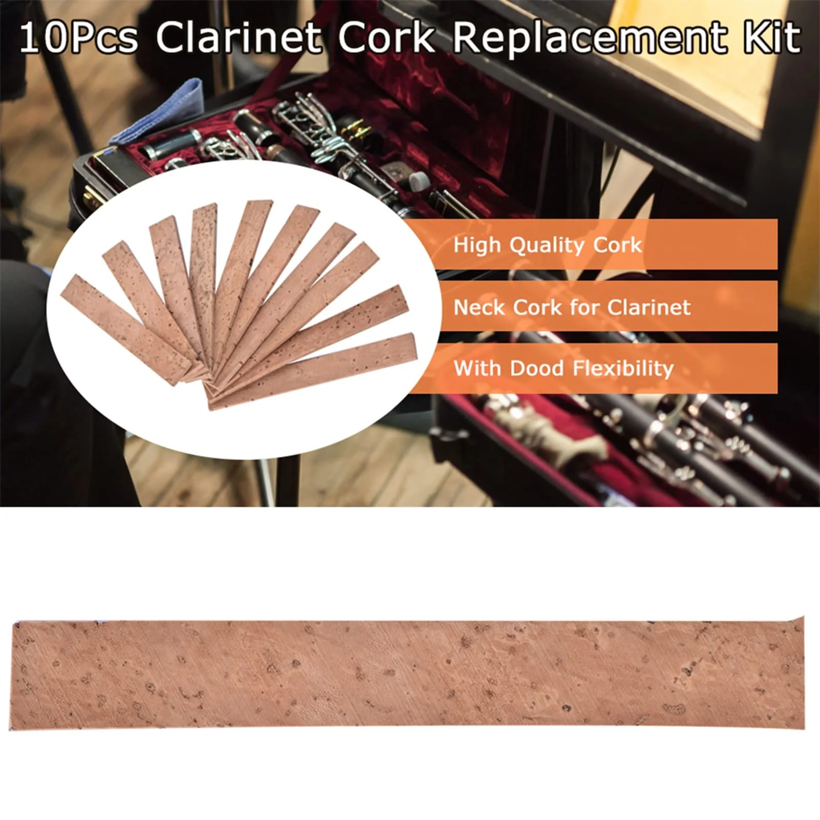 GOTOTOP Clarinet Accessories Set of 10 Clarinet Neck Joint Cork Cork Clarinet Instrument Repair Kit Parts for Neck Cork - Image 2