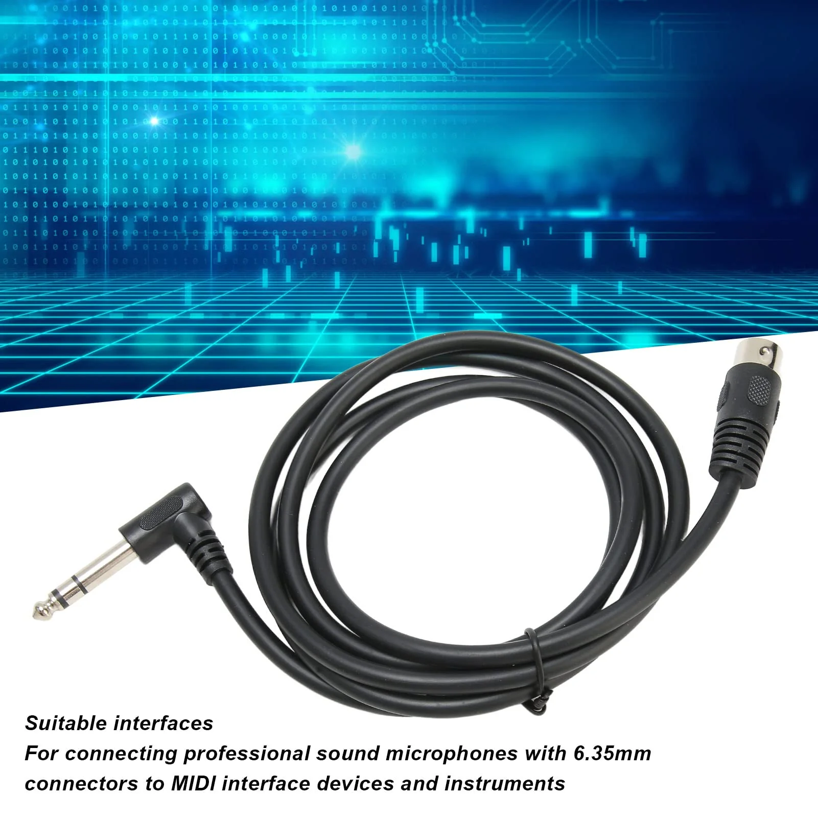 GOWENIC 6.35mm Male to MIDI Din 5Pin Male Cable, 90 Degree 6.35mm Male to MIDI Din 5Pin Male Cable, for 6.35mm Interface Professional Sound Microphones to MIDI Interface Devices - Image 2