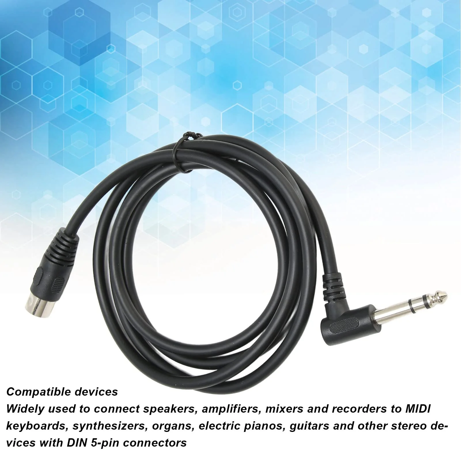 GOWENIC 6.35mm Male to MIDI Din 5Pin Male Cable, 90 Degree 6.35mm Male to MIDI Din 5Pin Male Cable, for 6.35mm Interface Professional Sound Microphones to MIDI Interface Devices - Image 3