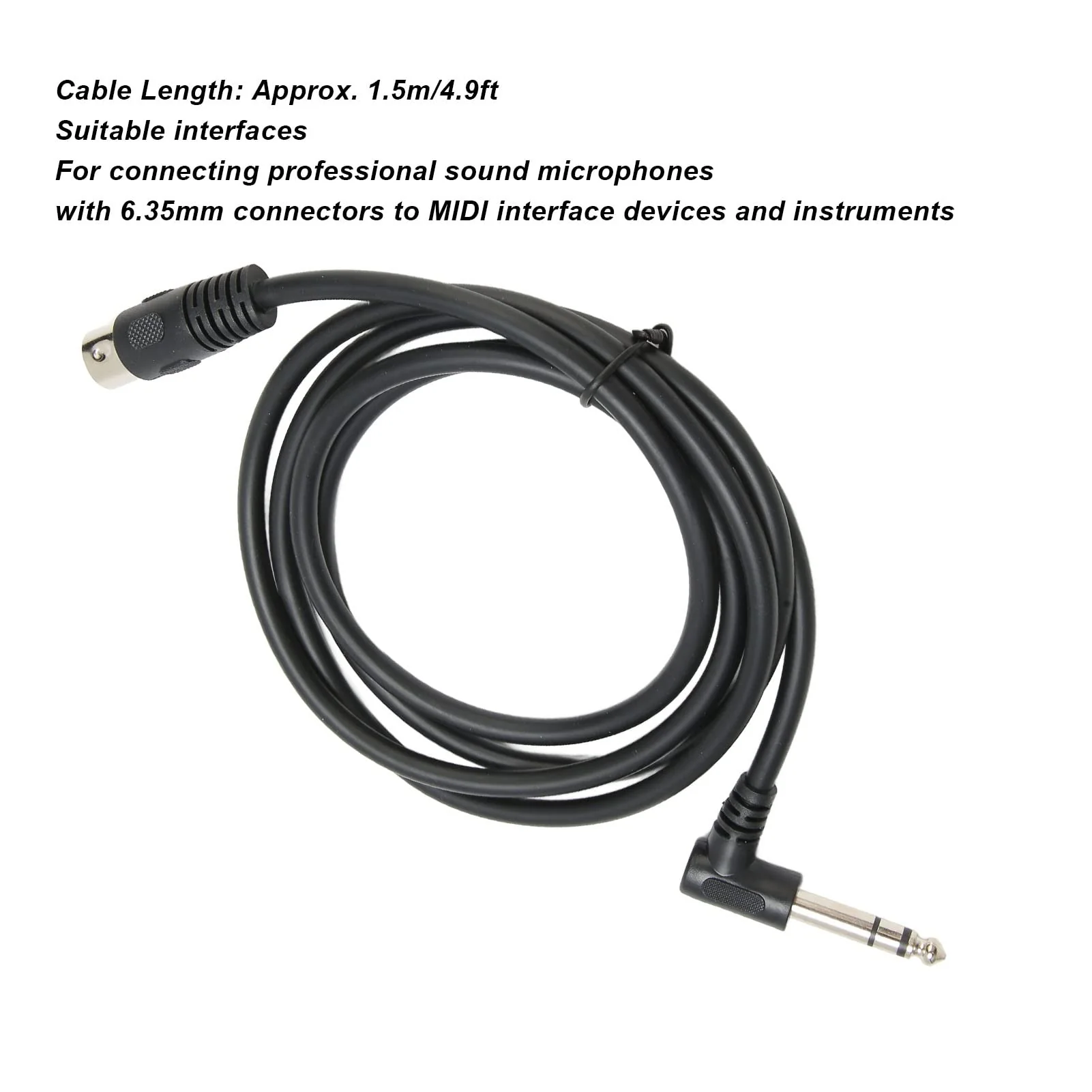 GOWENIC 6.35mm Male to MIDI Din 5Pin Male Cable, 90 Degree 6.35mm Male to MIDI Din 5Pin Male Cable, for 6.35mm Interface Professional Sound Microphones to MIDI Interface Devices - Image 4