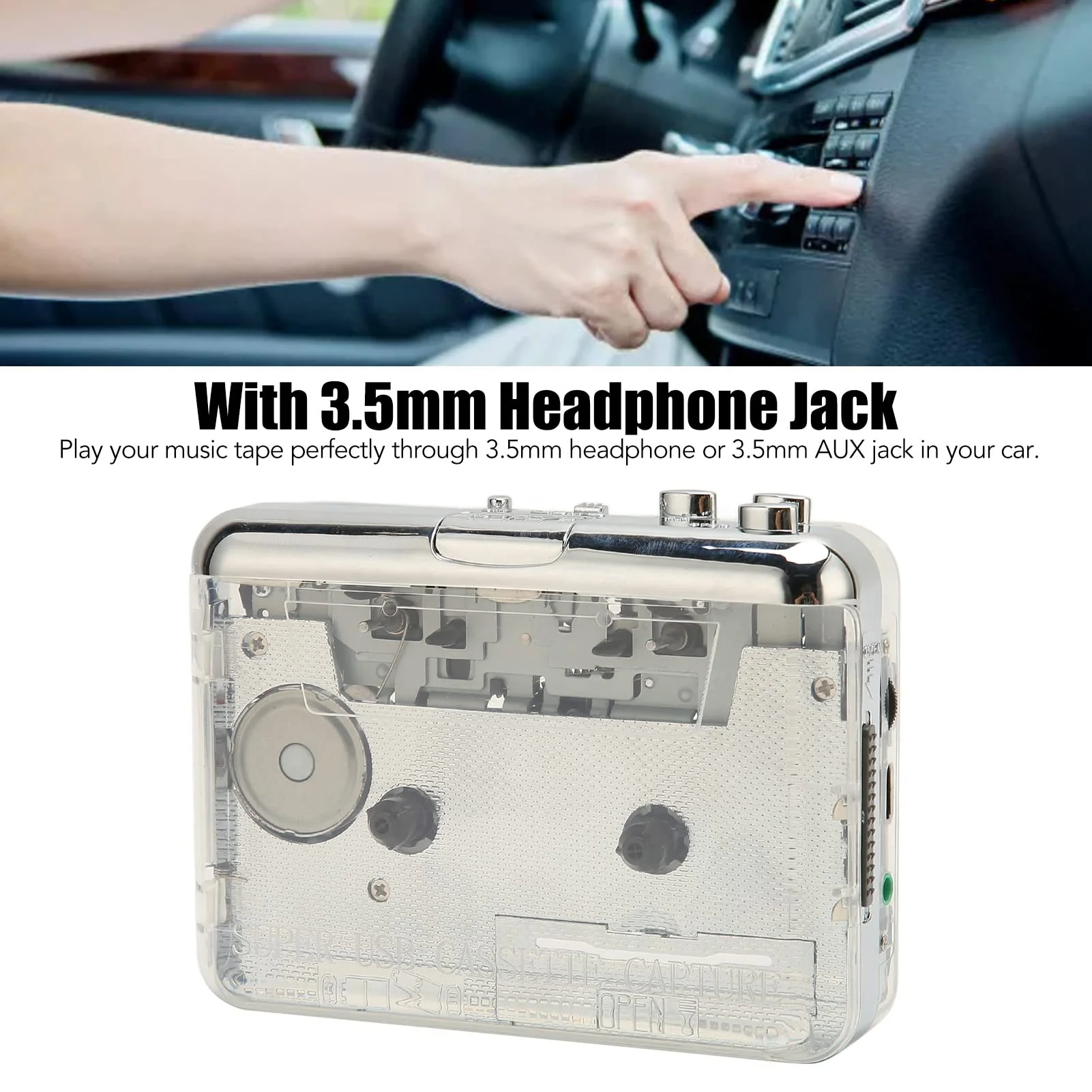 GOWENIC Cassette Player, USB Cassette to MP3 Converter Portable Walkman Cassette Music Player Tape to MP3 Player, with 3.5mm Headphone Jack, Compatible for OS X PC - Image 3