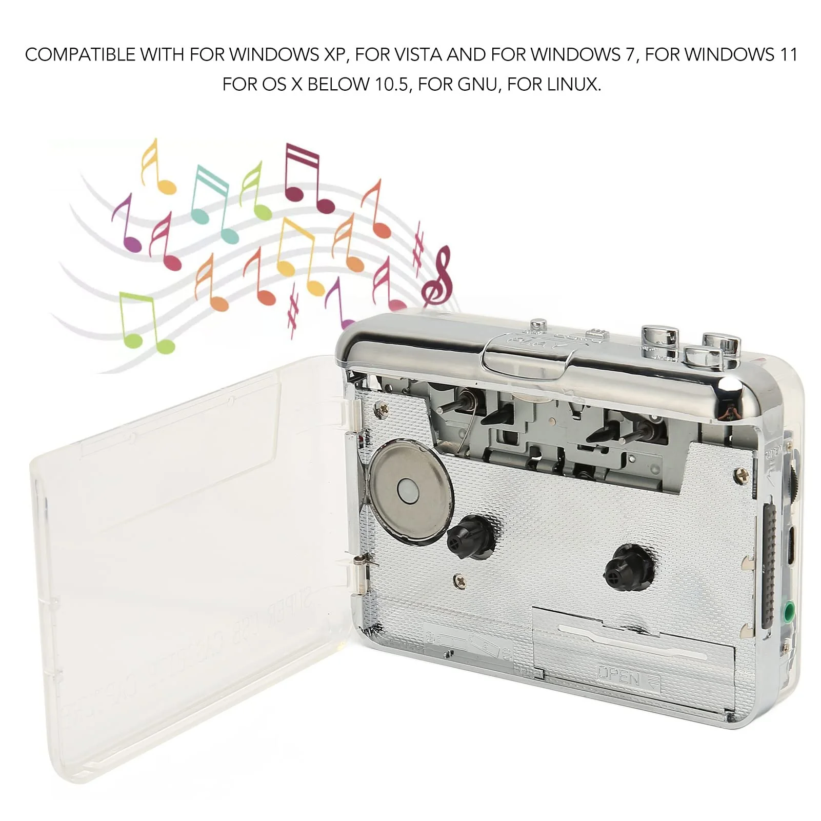 GOWENIC Cassette Player, USB Cassette to MP3 Converter Portable Walkman Cassette Music Player Tape to MP3 Player, with 3.5mm Headphone Jack, Compatible for OS X PC - Image 4