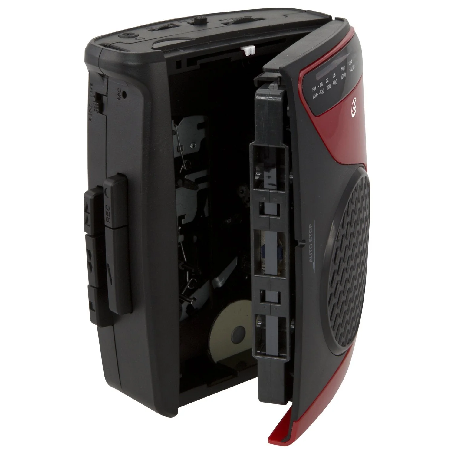 GPX Portable Cassette Player, 3.54 x 1.57 x 4.72 Inches, Requires 2 AA Batteries - Not Included, Red/Black (CAS337B) Black/Red - Image 4