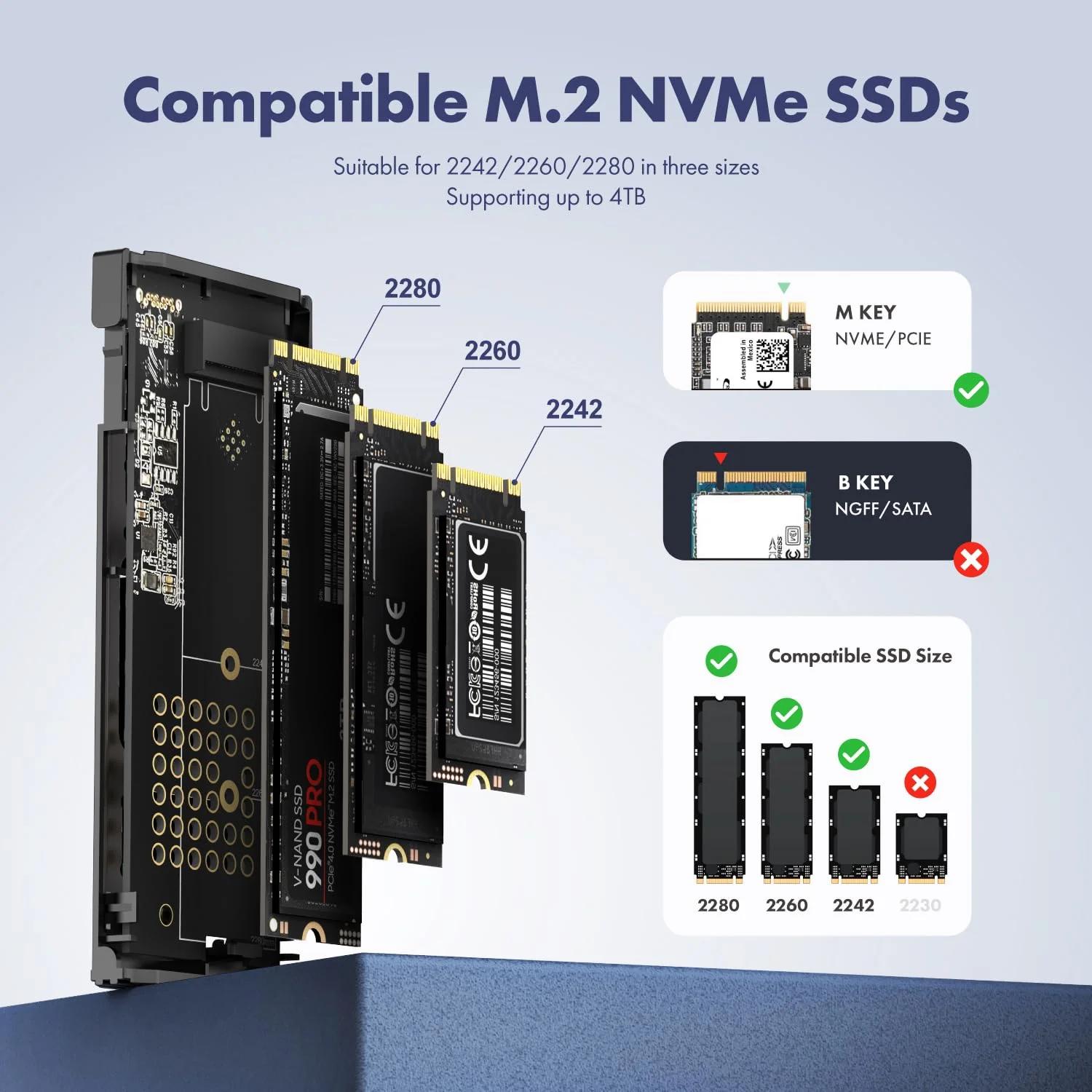 GRAUGEAR M.2 SSD NVMe Enclosure RGB, 10Gbps USB3.2 Gen2 Tool-Free Aluminum External M2 Solid State Drive NVMe Enclosure USB C, RTL9210 External Case for PCIe NVMe M-Key B+M Key [G-M901-AC-10G] - Image 6