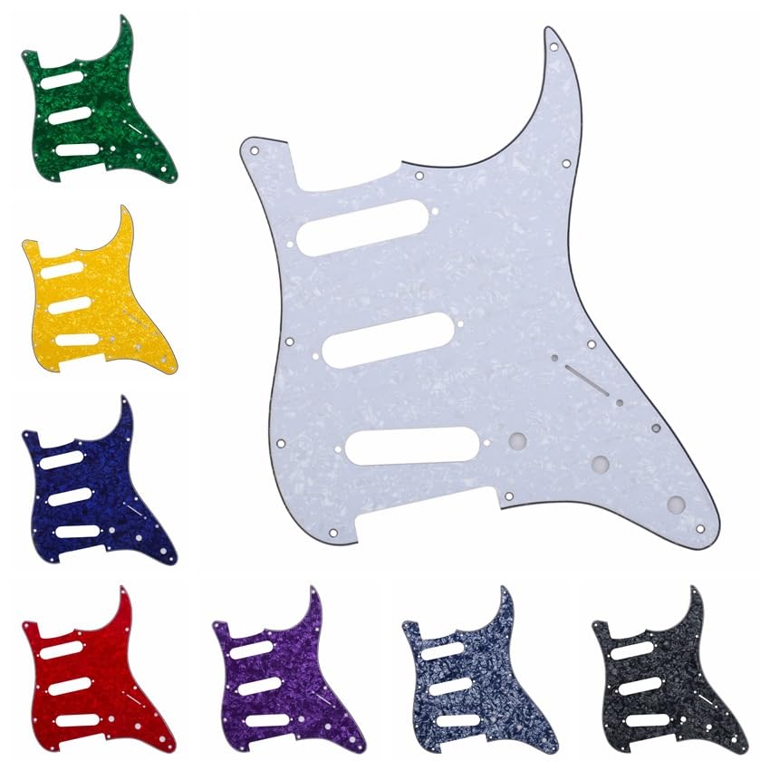 Green White Shell SSS 11 Holes Strat Electric Guitar Pickguard Scratch Plate For USA/Mexico Stratocaster Modern Style Guitar Parts Green White Shell - Image 4