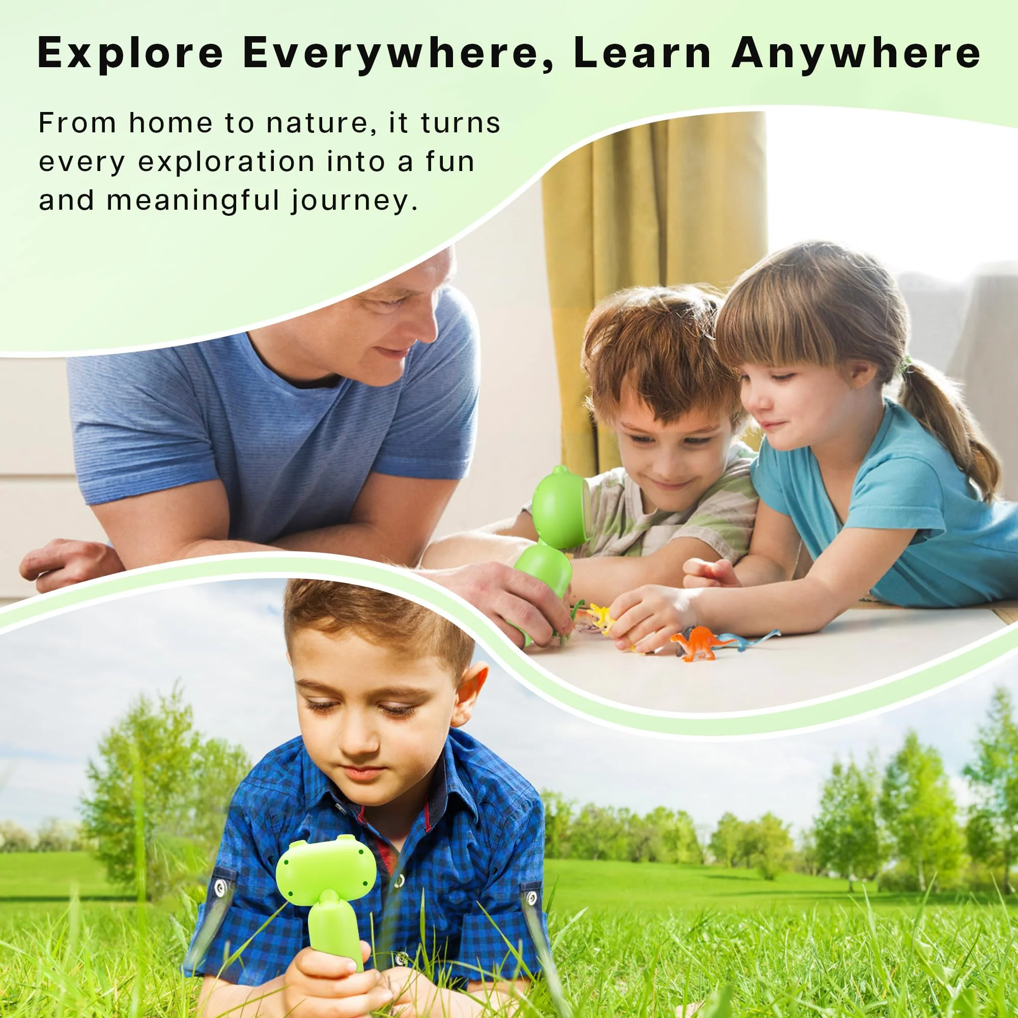 GreenPeek Microscope for Kids with 2" Screen 1000x Portable Pocket Digital Kids Mini Scope, 16GB Card, Kids Educational Science Kit, Gift for Kids 4-12 (Light Green) Light Green - Image 5